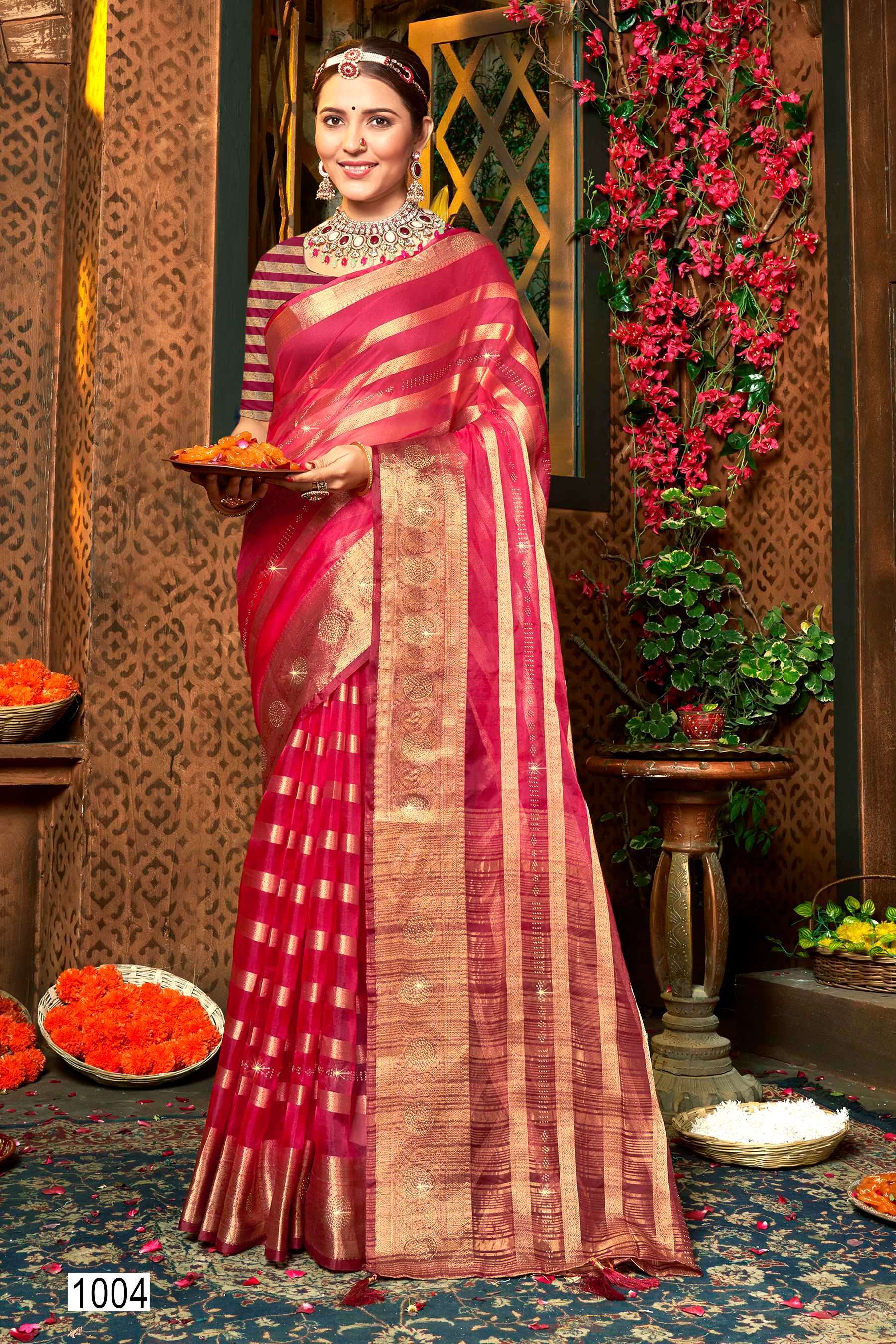 Saroj Namita Organza Saree  with  Sequence work saree Jaipuri sarees wholesale