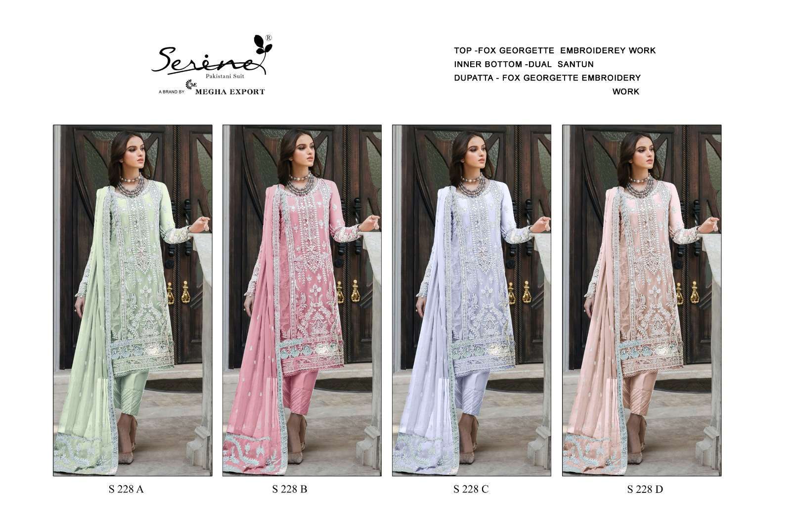 Serine S 228 A To D Faux Georgette Pakistani Suits Ladies salwar kameez wholesale