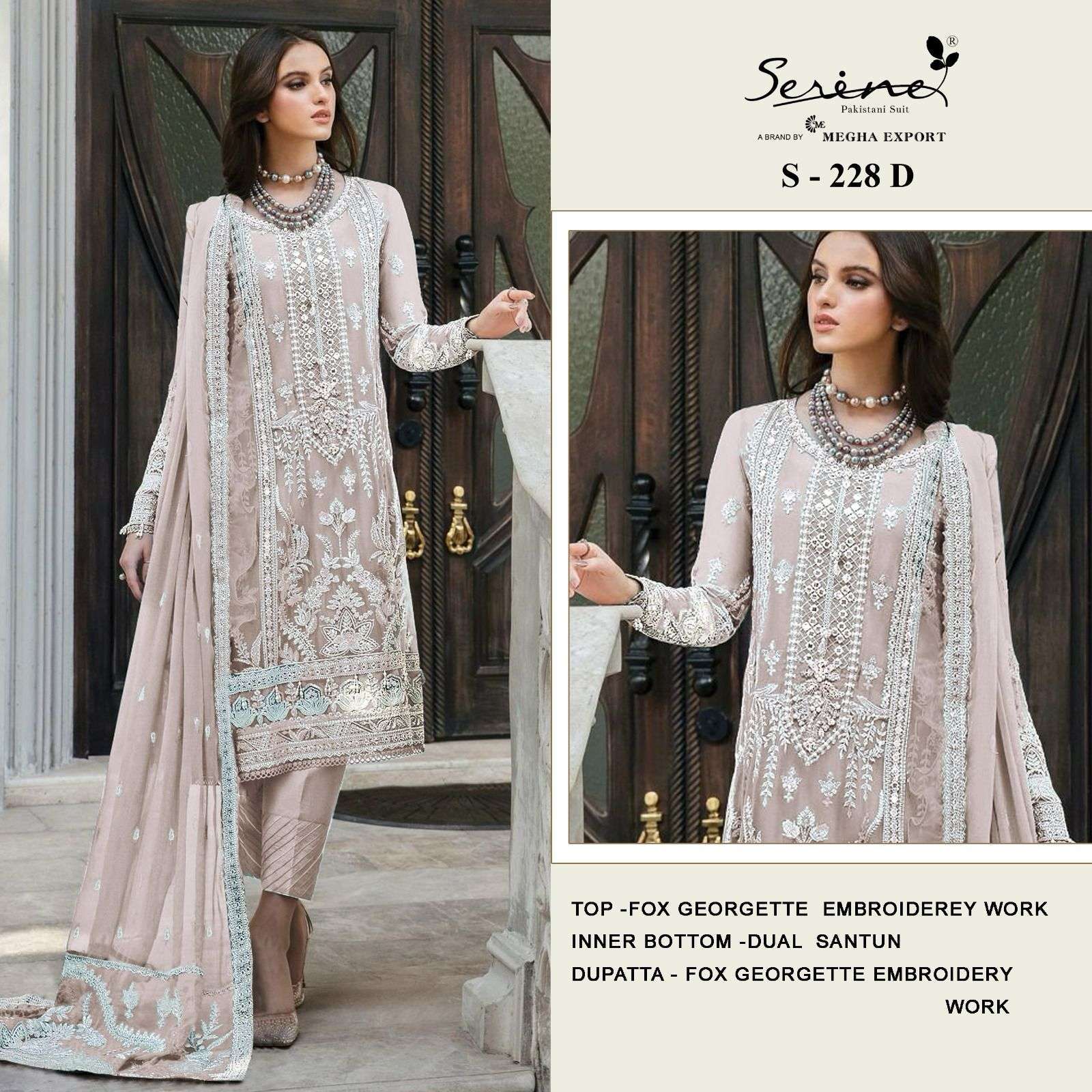 Serine S 228 A To D Faux Georgette Pakistani Suits Ladies salwar kameez wholesale