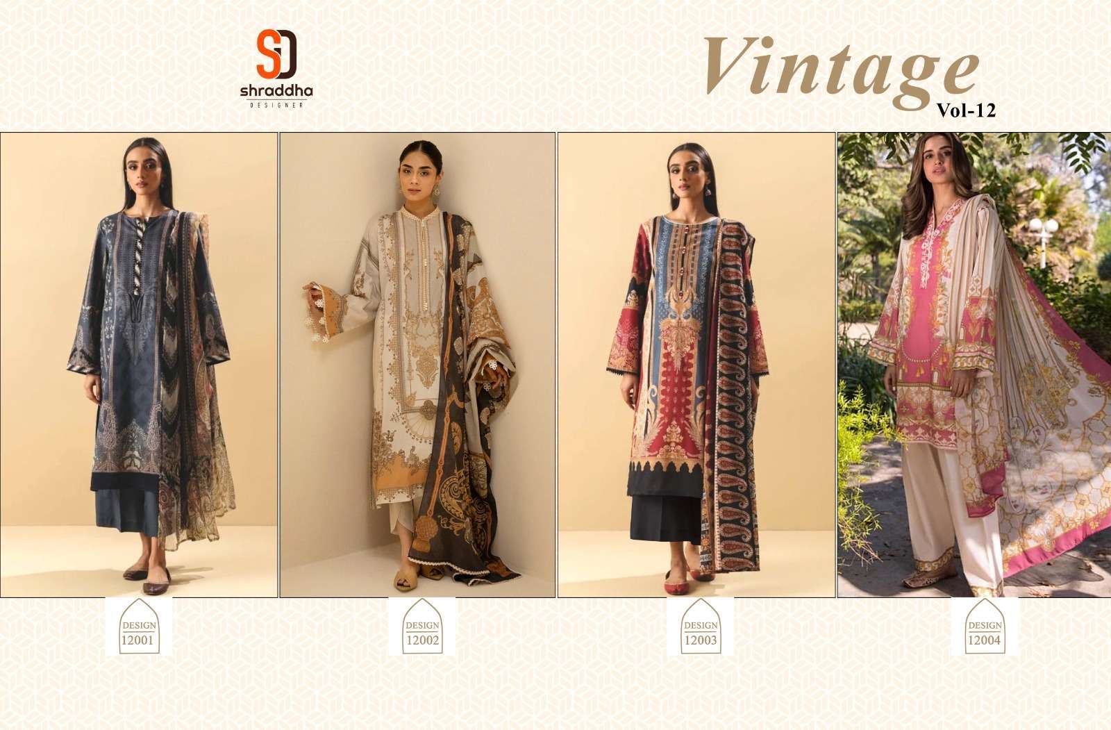 Shraddha Vintage Vol 12 Chiffon Dupatta Pakistani Suits  Surat wholesale designer salwar kameez