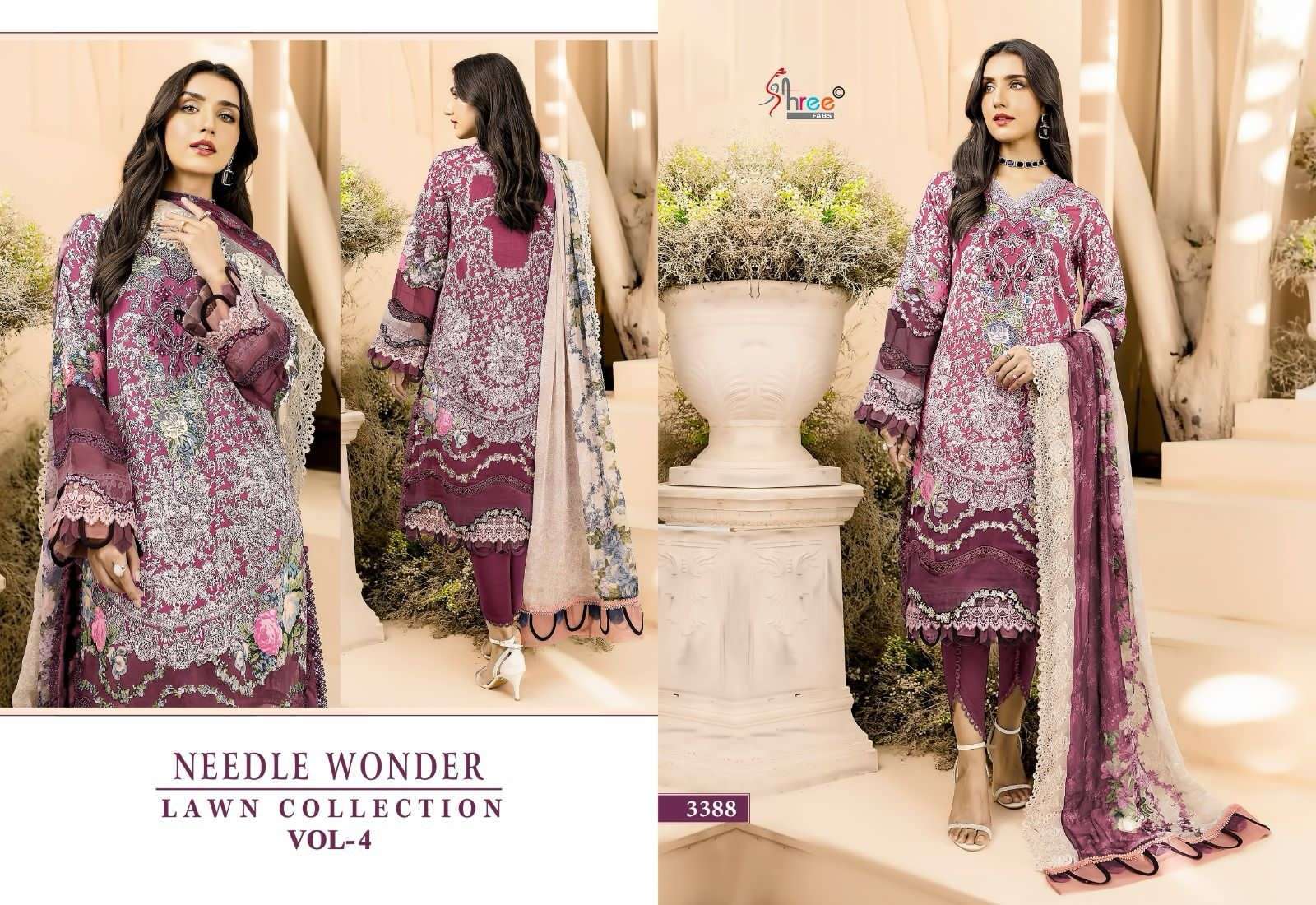 Shree Needle Wonder Vol 4 Chiffon Dupatta Salwar Suits Pakistani clothing wholesale