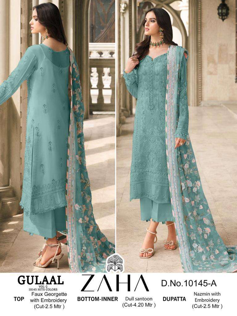 Zaha Gulaal 10145 A To D Faux Georgette Pakistani Suits salwar kameez wholesale