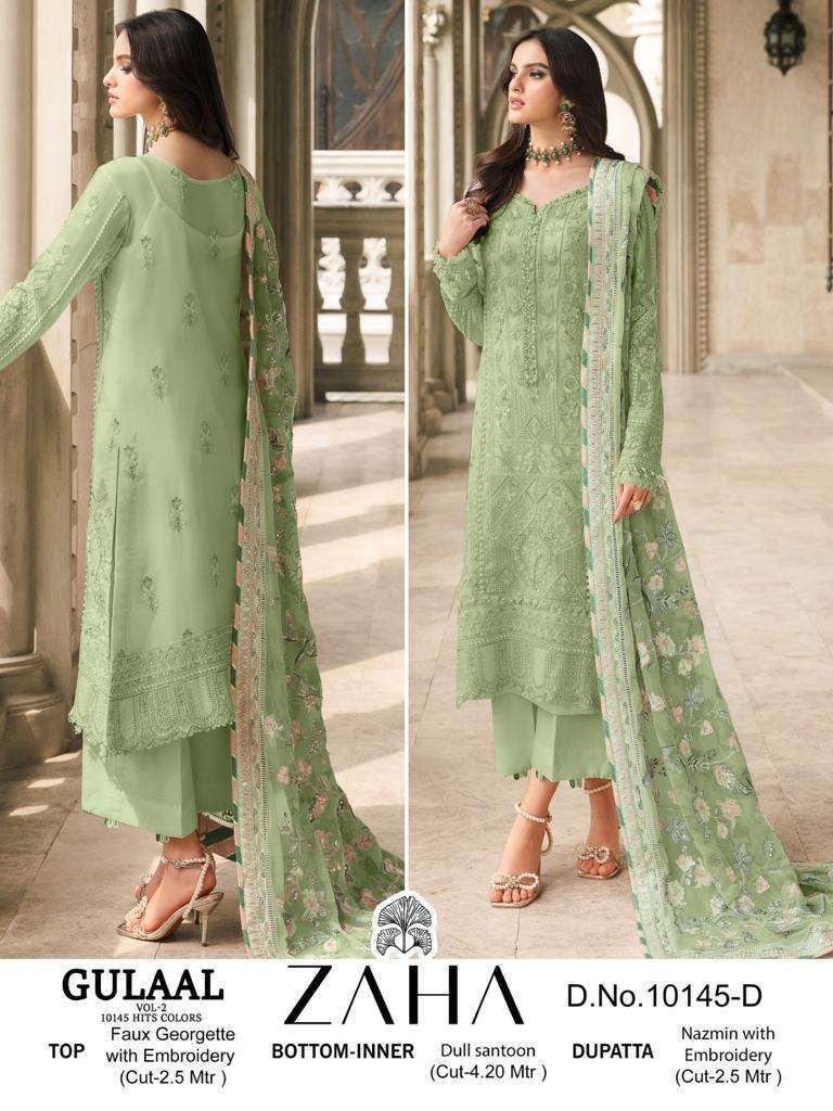 Zaha Gulaal 10145 A To D Faux Georgette Pakistani Suits salwar kameez wholesale