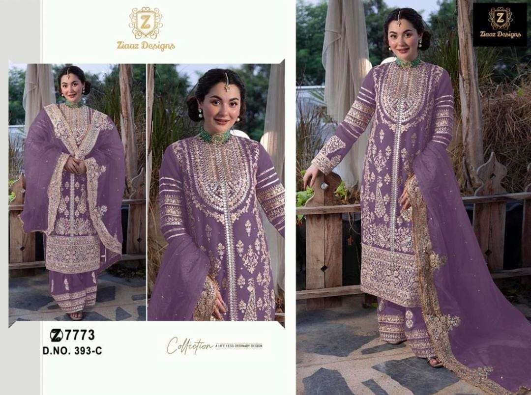 Ziaaz Designs 393 Semi Stitched Georgette Pakistani suits wholesale price list