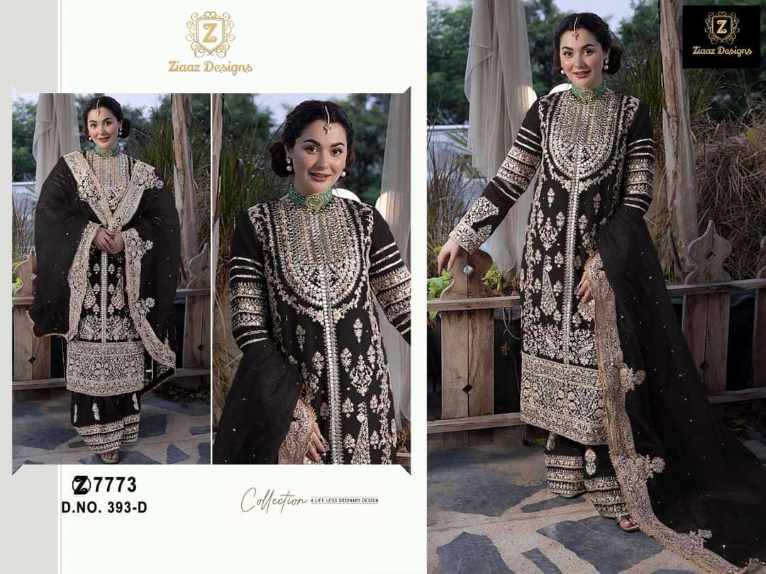 Ziaaz Designs 393 Semi Stitched Georgette Pakistani suits wholesale price list