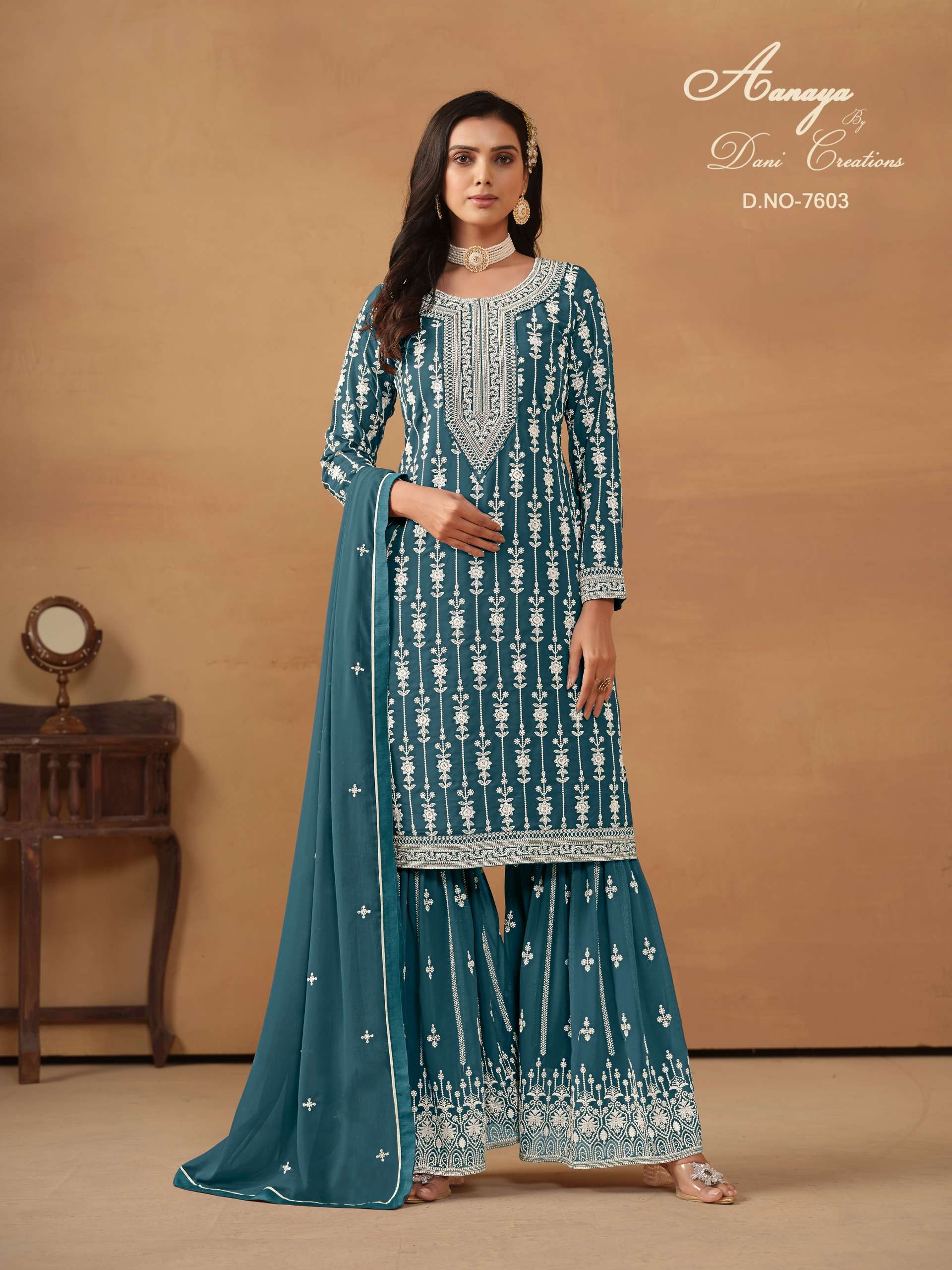 Aanaya Vol 7600 Party Wear Georgette  Churidar suit wholesalers