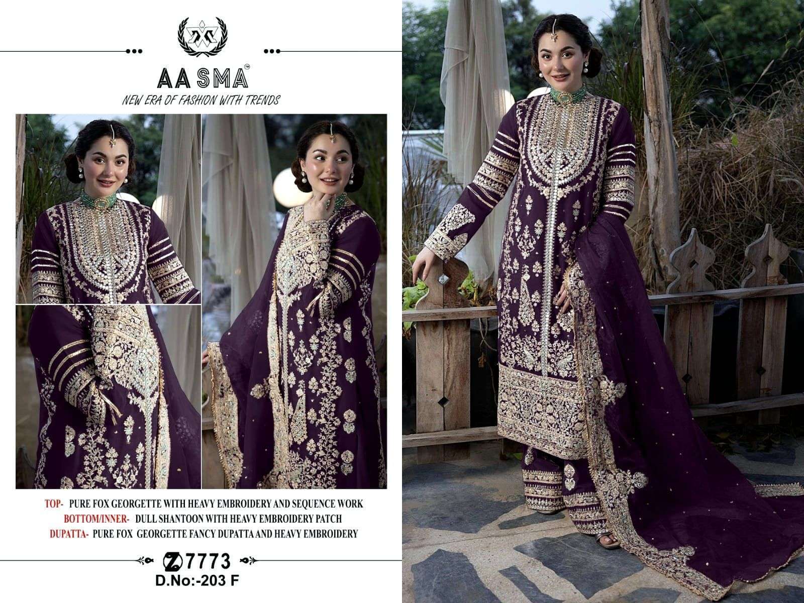 Aasma 203 E To H Hits Pakistani suit with mirror work