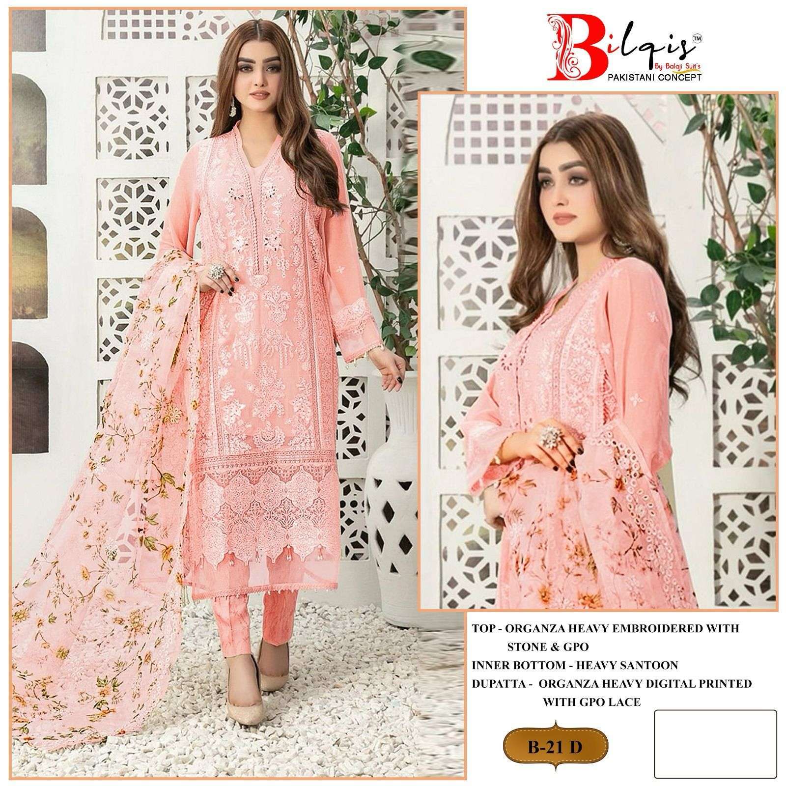Bilqis B 21 Organza Discount salwar suits online