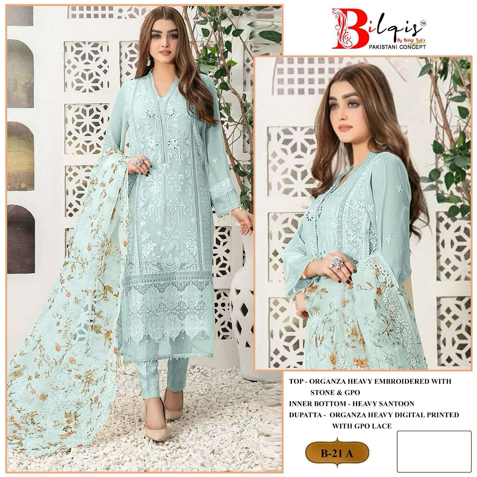 Bilqis B 21 Organza Discount salwar suits online