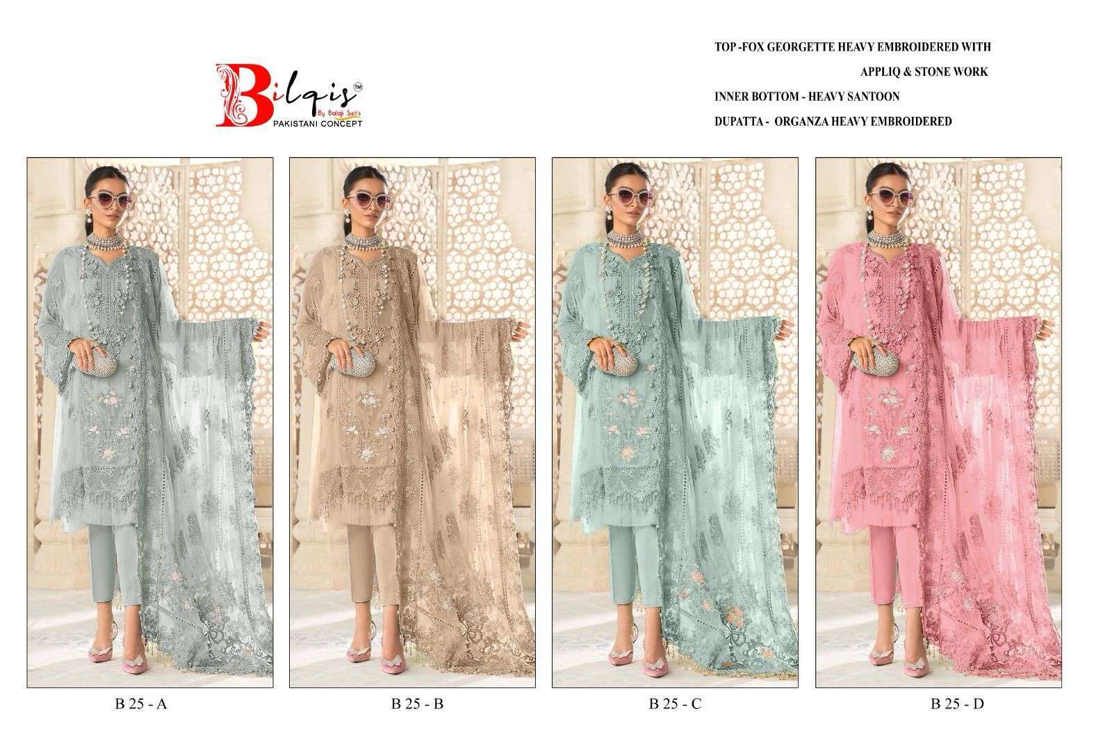 Bilqis B 25 A TO D Georgette Wholesale salwar suits in Surat