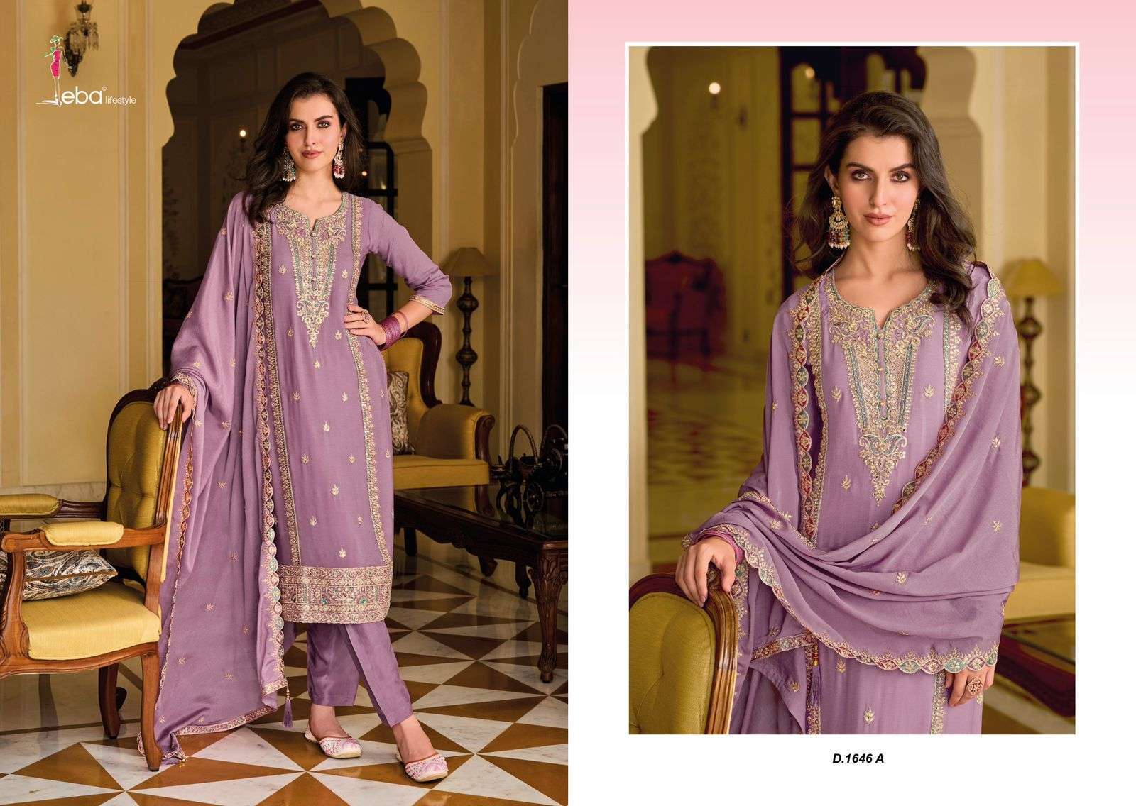 Eba Ayat Color Heavy Chinon Surat market wholesale palazzo suits