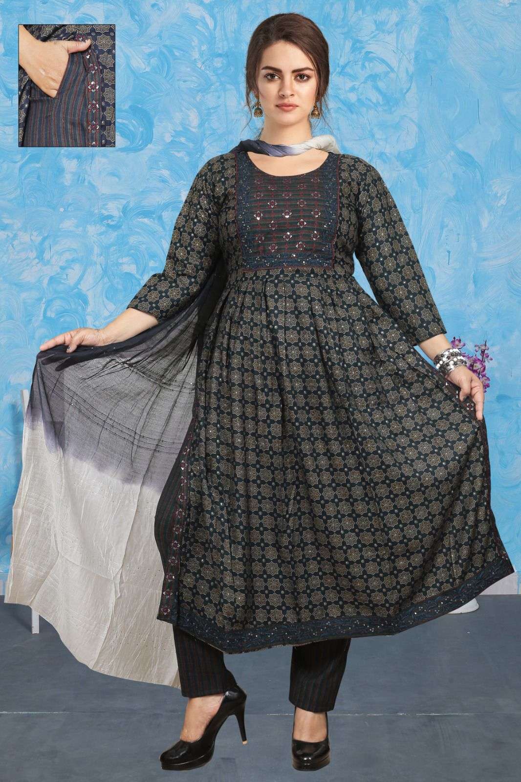 Ladies Flavour Pavitra vol 3 Designer Rayon Readymade Kurti Bottom and  Dupatta