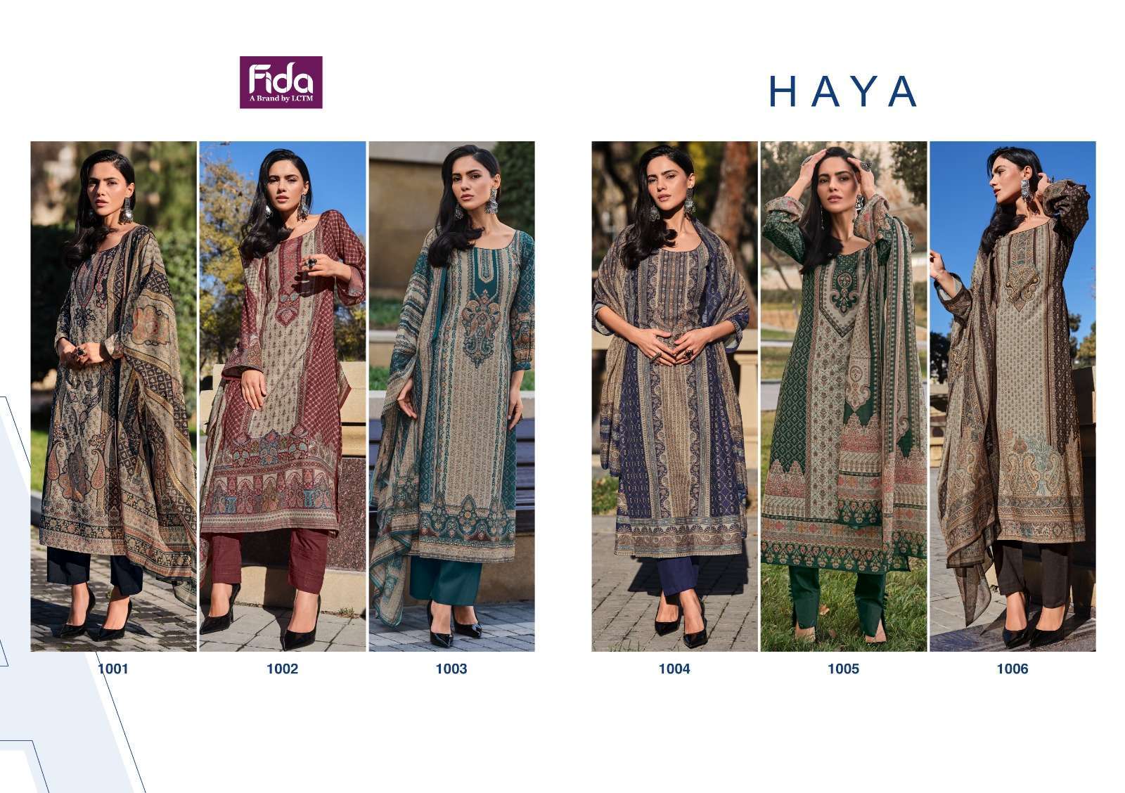 Fida Haya Digital Printed Cotton Designer dress materials wholesale