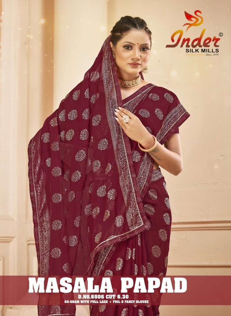 MASALA PAPAD 6506 INDER SILK MILLS Printed saree manufacturers