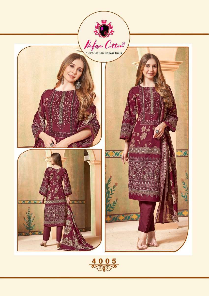 Nafisa Esra Vol 4 Karachi Suits Cotton Ladies Dress Materials for Resale