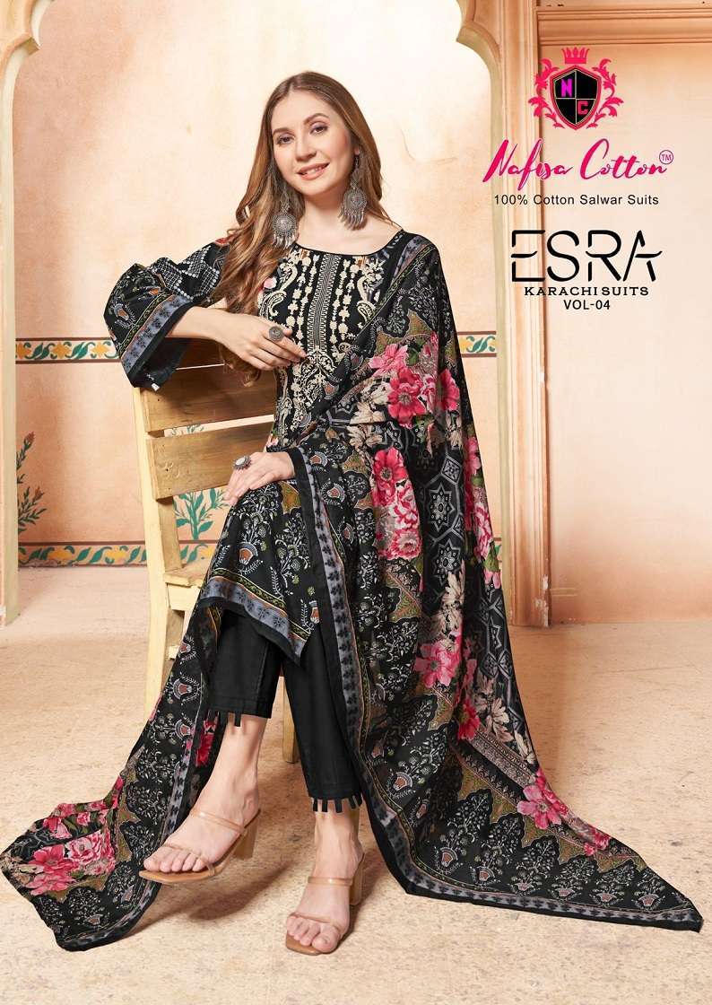 Nafisa Esra Vol 4 Karachi Suits Cotton Ladies Dress Materials for Resale