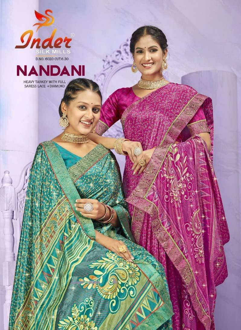 NANDANI 6020 INDER SILK MILLS Surat printed sarees wholesale