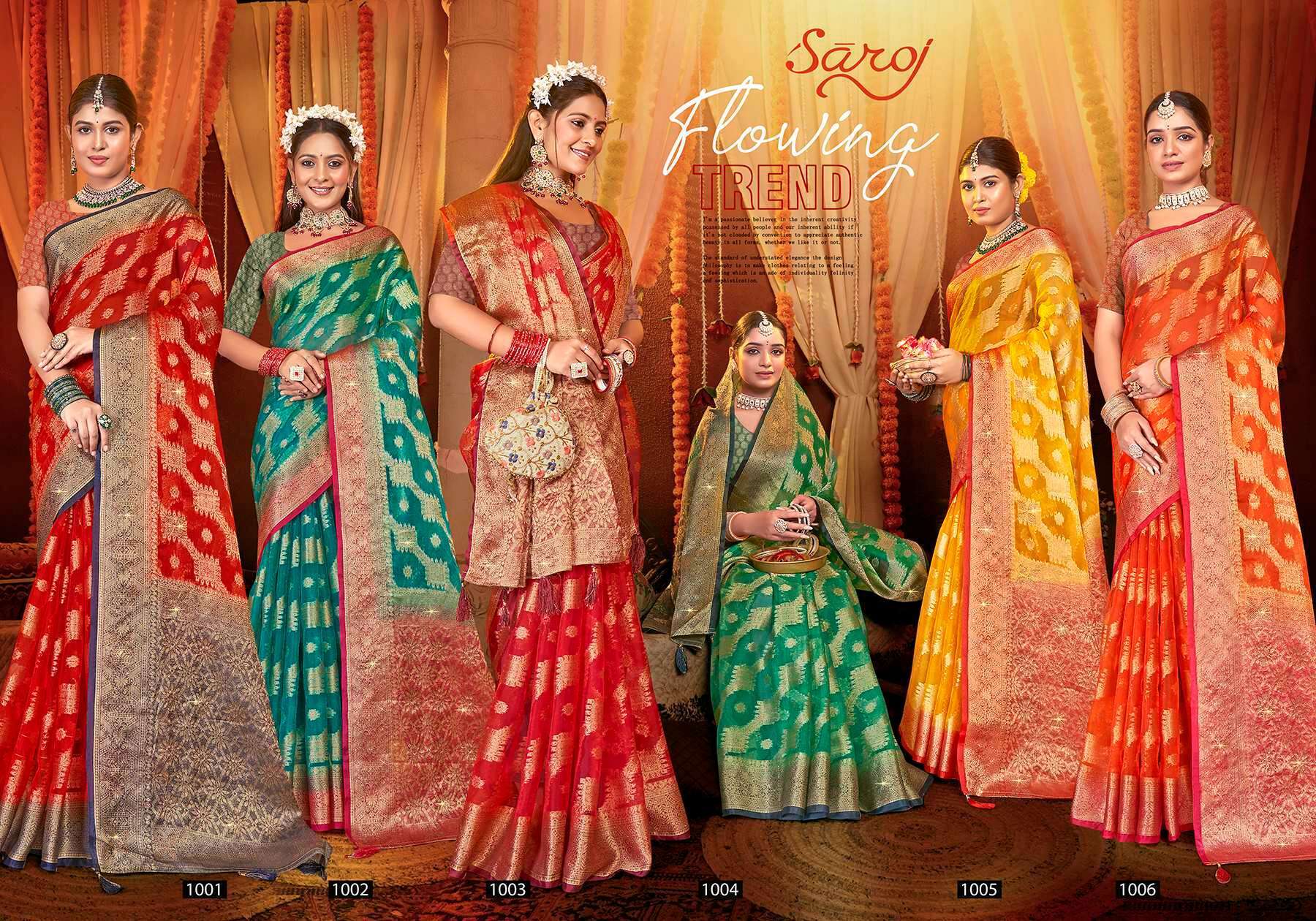 Saroj Anuradha Vol.1 Soft Organza With Heavy Swaroski  Online saree market in Ahmedabad