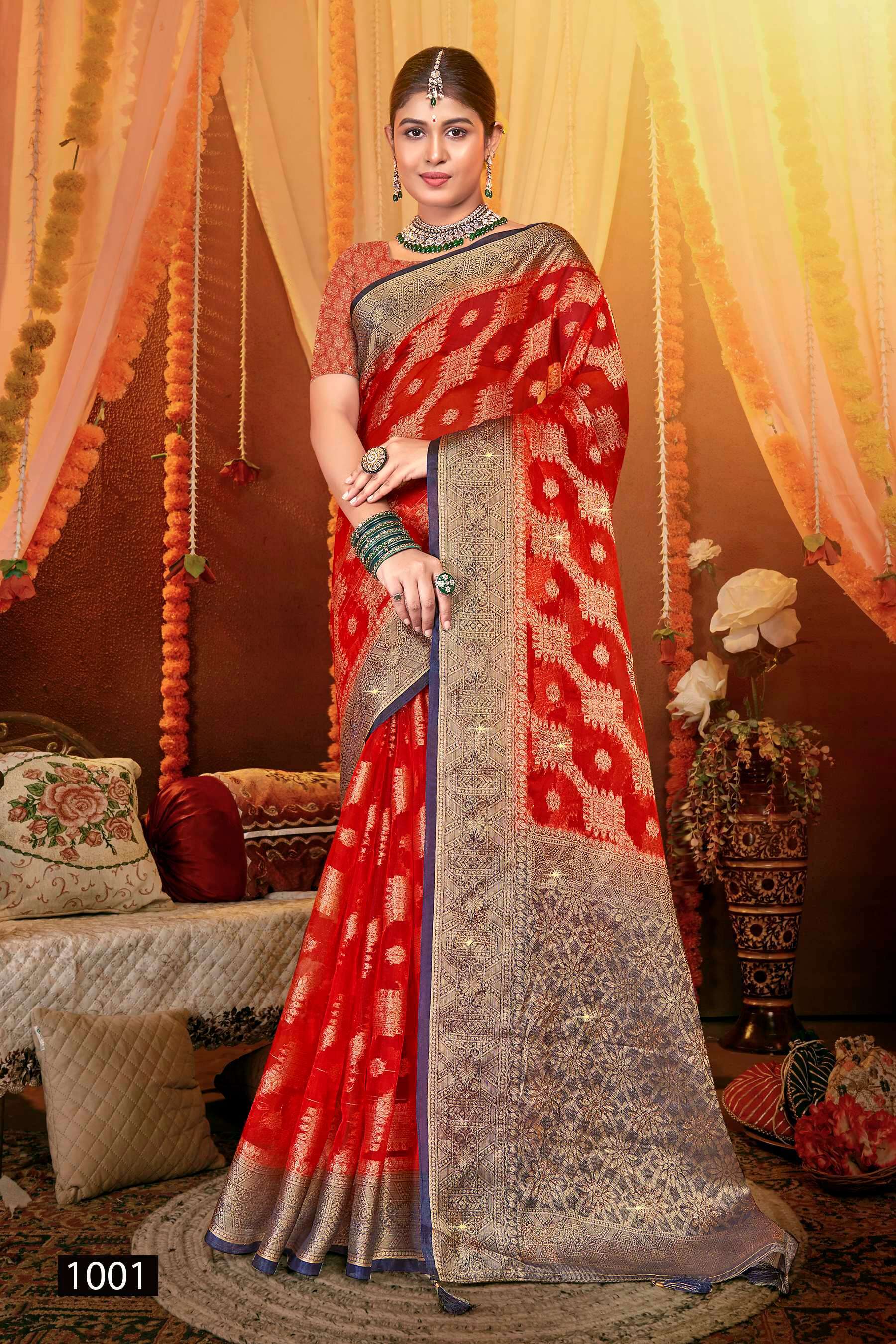 Saroj Anuradha Vol.1 Soft Organza With Heavy Swaroski  Online saree market in Ahmedabad