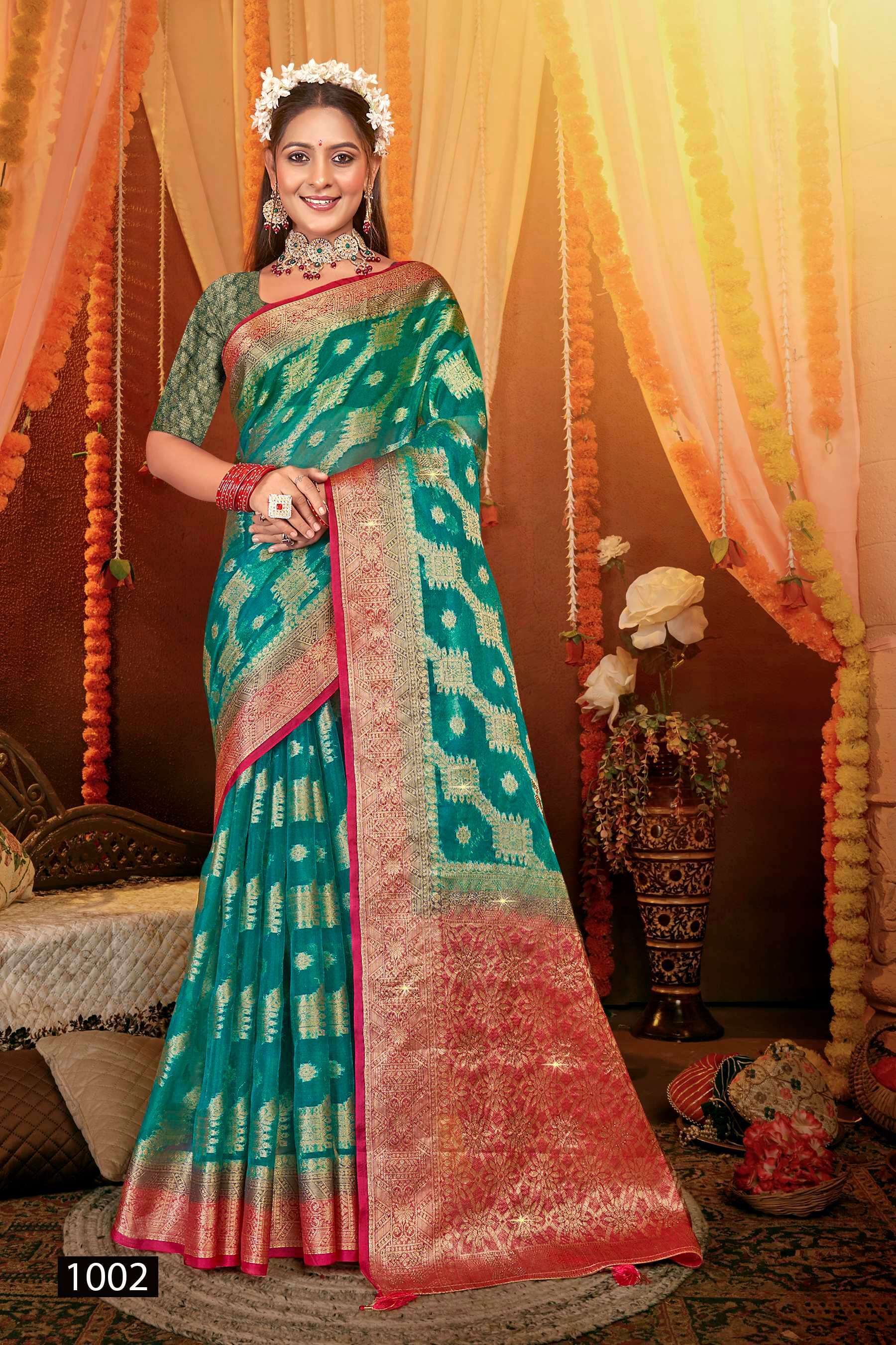 Saroj Anuradha Vol.1 Soft Organza With Heavy Swaroski  Online saree market in Ahmedabad