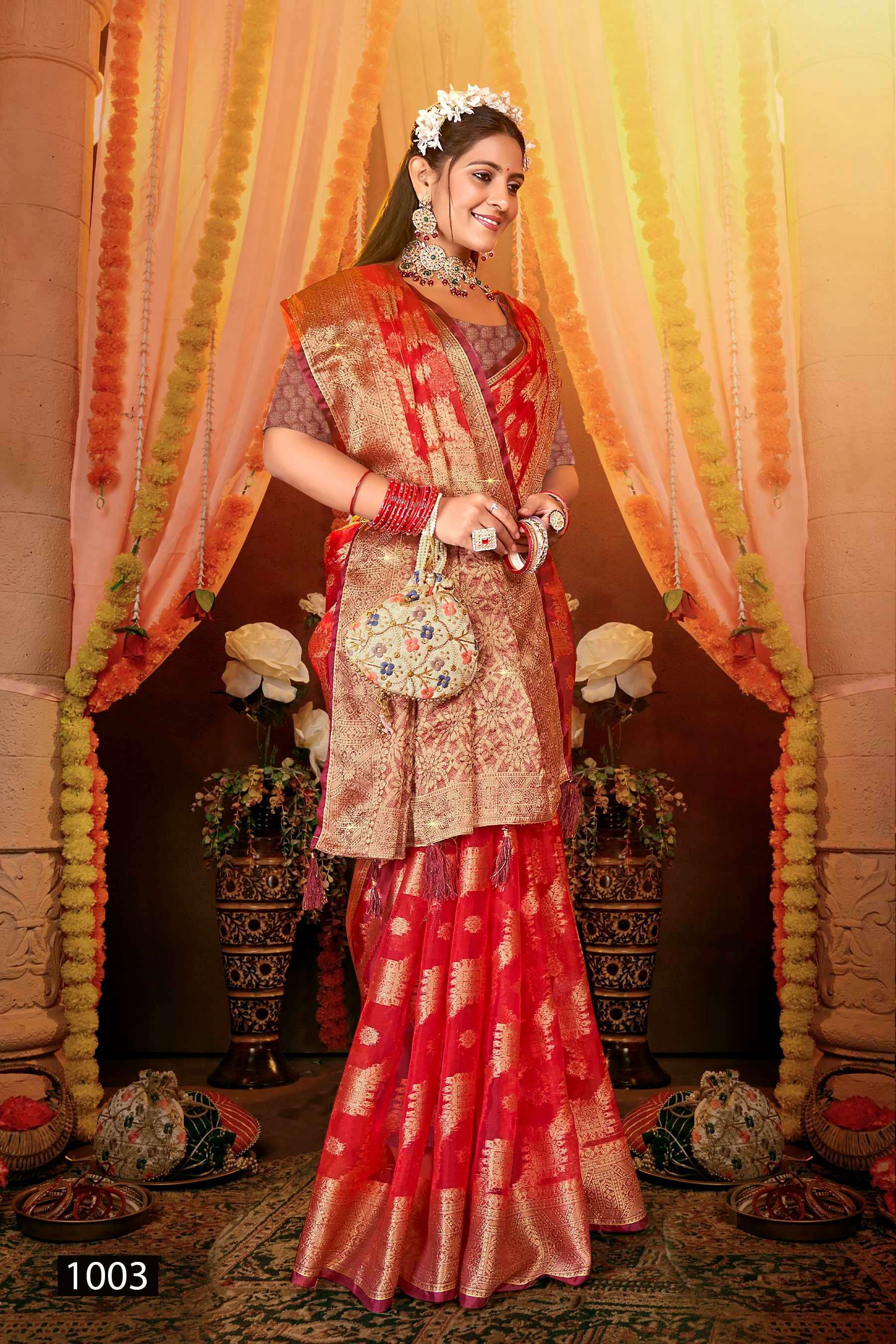 Saroj Anuradha Vol.1 Soft Organza With Heavy Swaroski  Online saree market in Ahmedabad