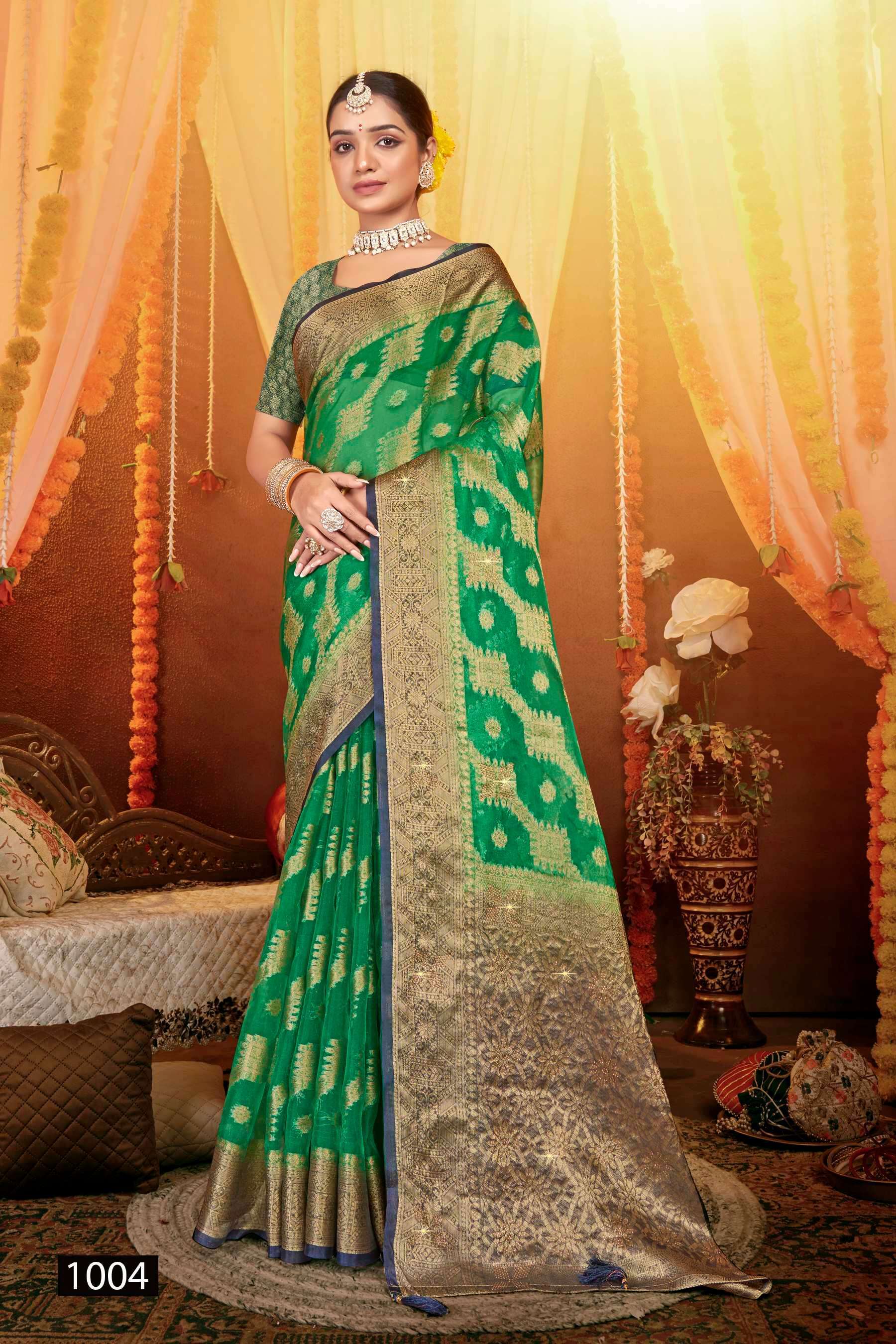 Saroj Anuradha Vol.1 Soft Organza With Heavy Swaroski  Online saree market in Ahmedabad
