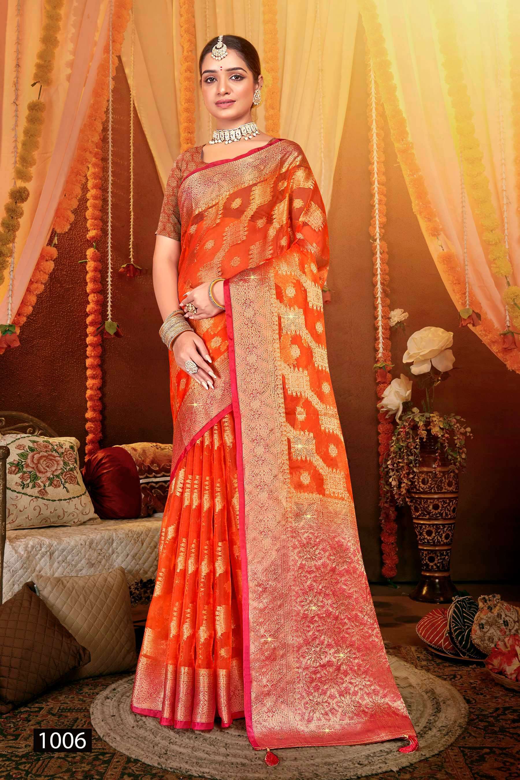 Saroj Anuradha Vol.1 Soft Organza With Heavy Swaroski  Online saree market in Ahmedabad
