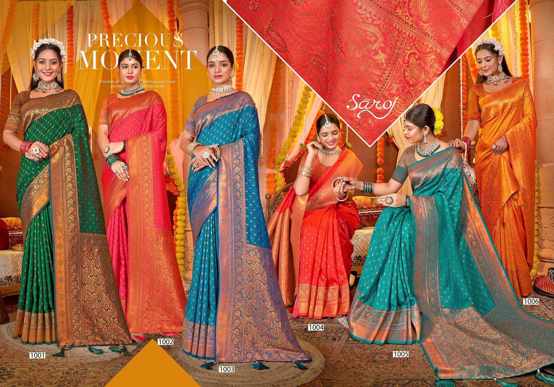 Saroj Gulaabi Vol.1 50*600 Silk With Heavy Swarovski Work Saree export market in Ahmedabad