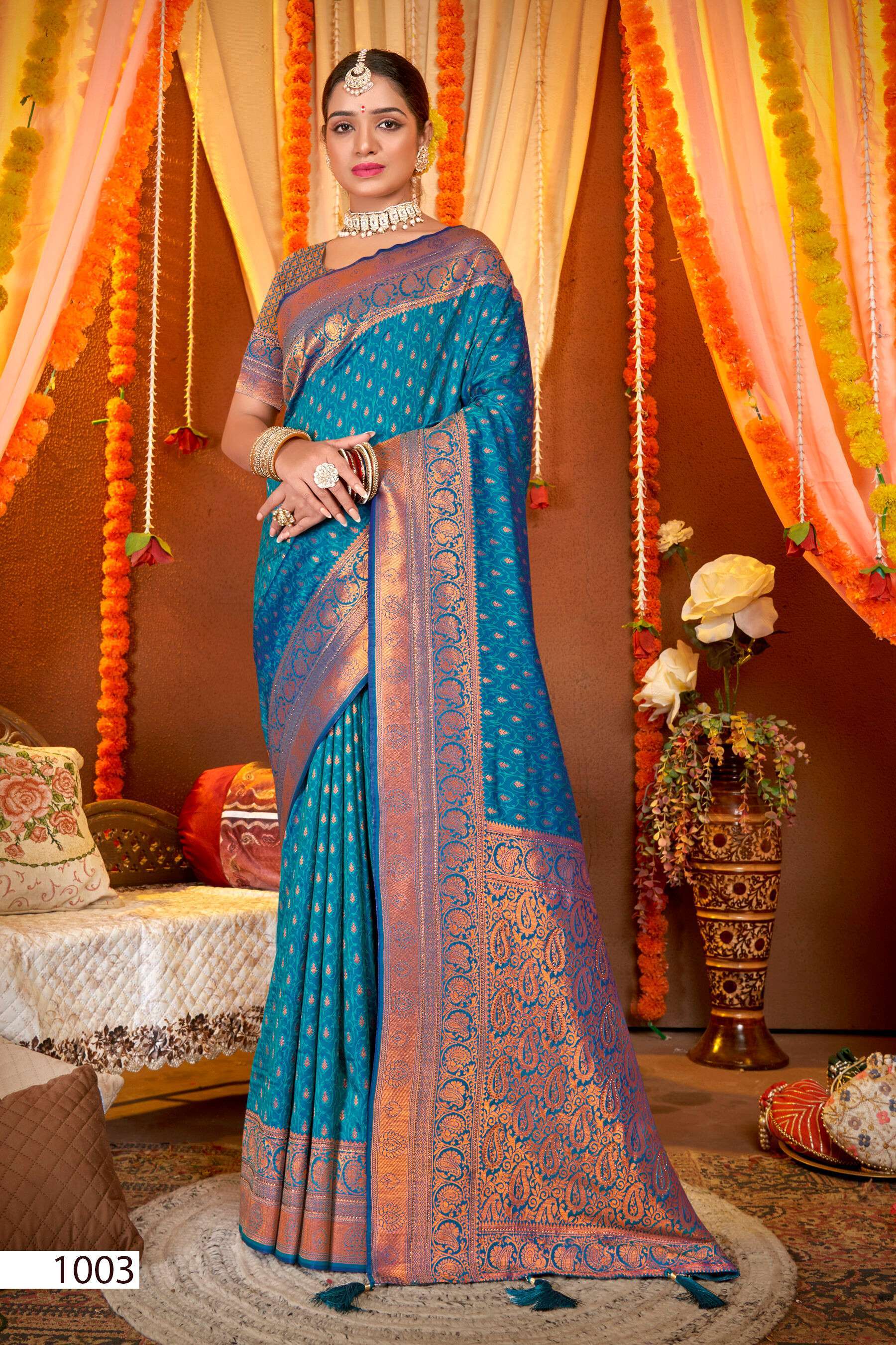 Saroj Gulaabi Vol.1 50*600 Silk With Heavy Swarovski Work Saree export market in Ahmedabad