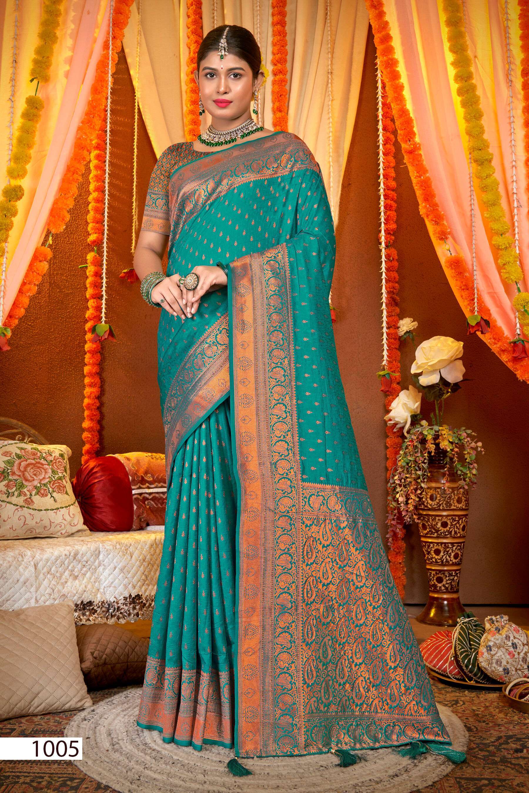 Saroj Gulaabi Vol.1 50*600 Silk With Heavy Swarovski Work Saree export market in Ahmedabad