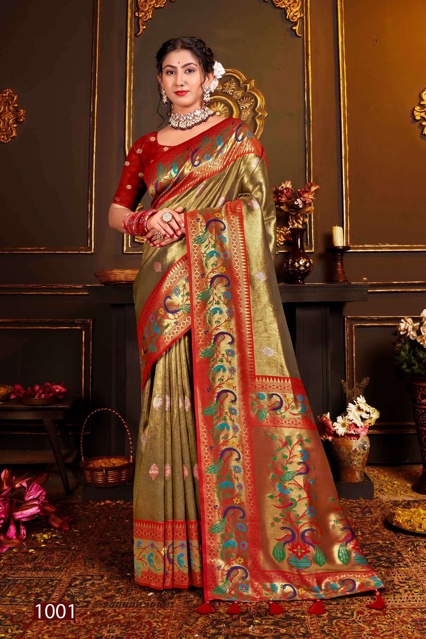 Saroj Kshimmer Silk-2 Heavy Satin Tissue Silk Rich Pallu  Surat designer sarees wholesale