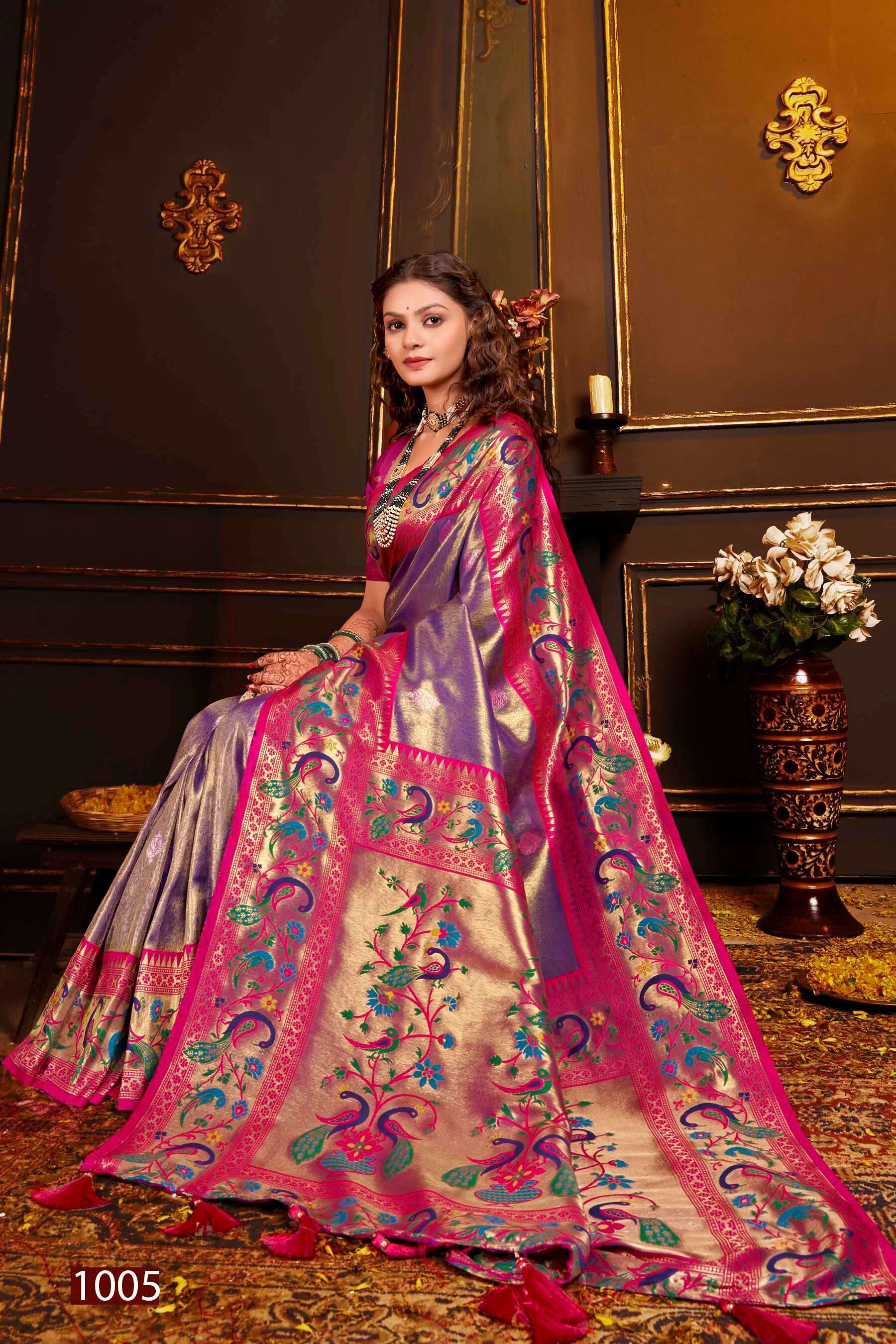 Saroj Kshimmer Silk-2 Heavy Satin Tissue Silk Rich Pallu  Surat designer sarees wholesale