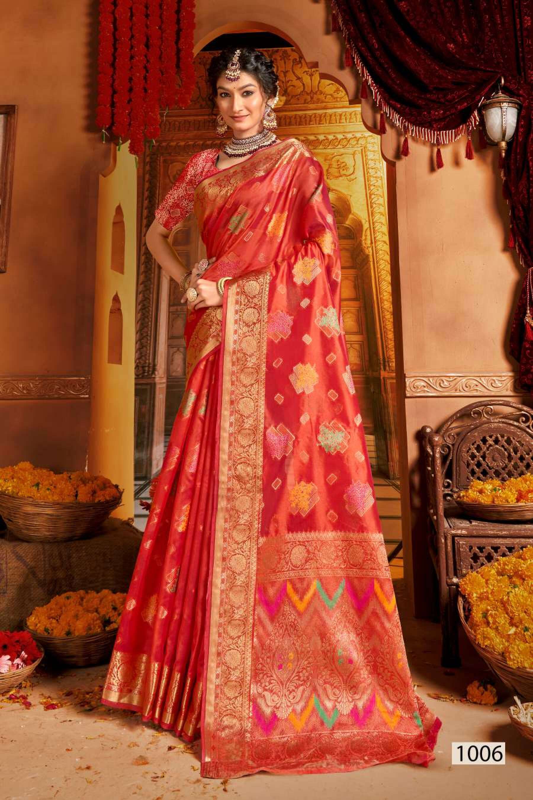 Saroj Mangalkamna Vol.4 Soft Organza With Weaving And Rich Pallu Surat saree manufacturer