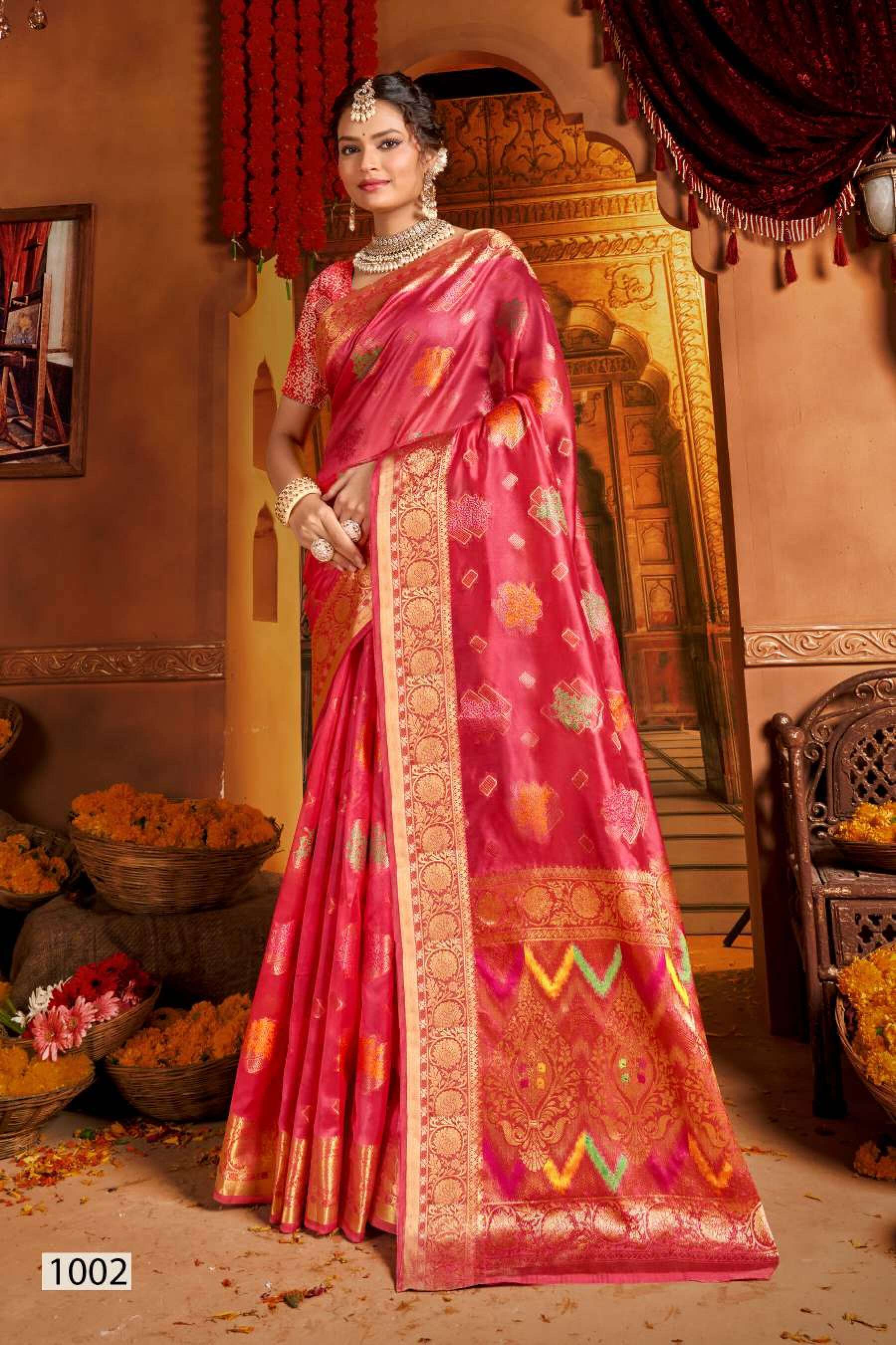 Saroj Mangalkamna Vol.4 Soft Organza With Weaving And Rich Pallu Surat saree manufacturer