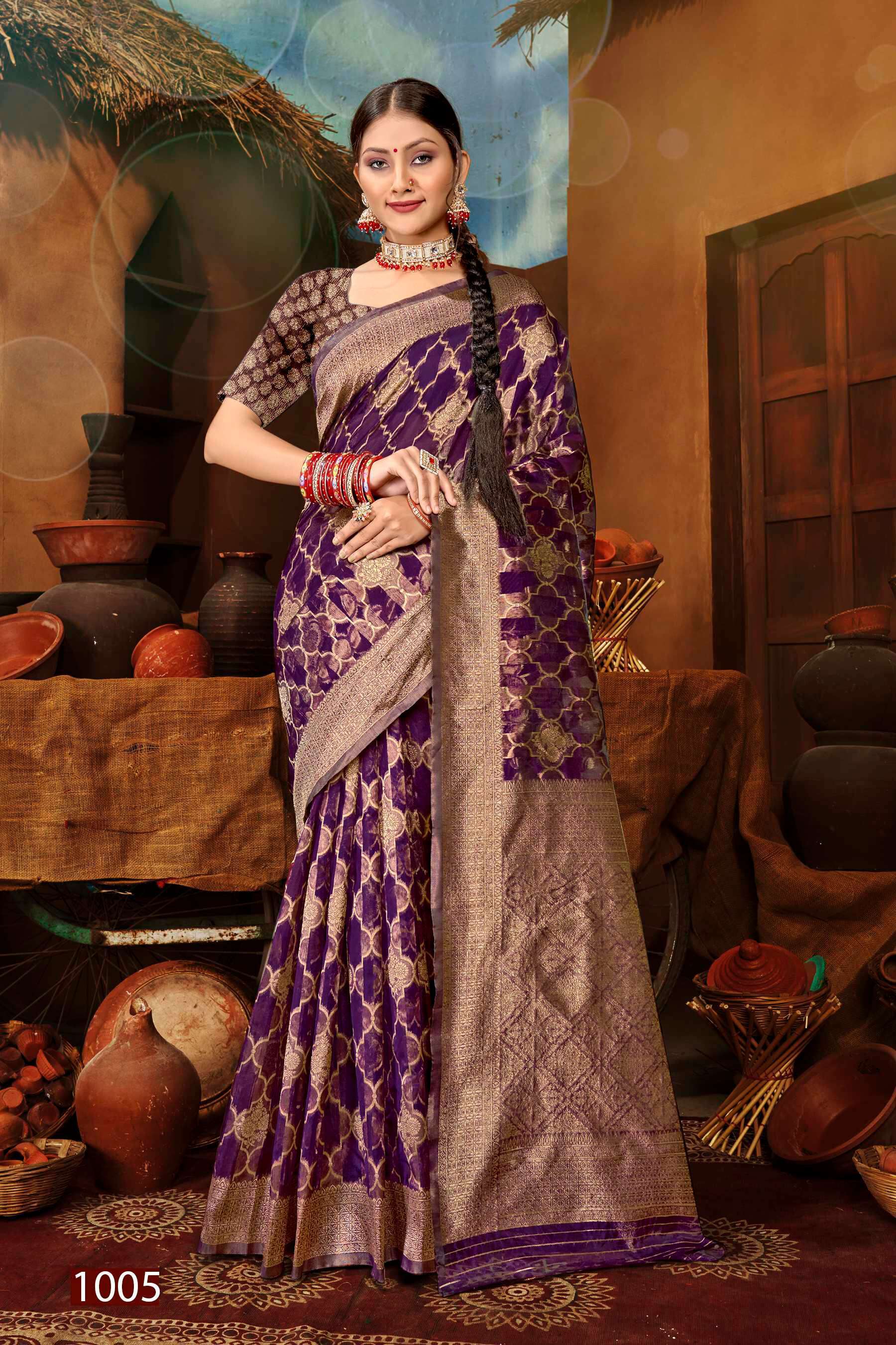 Saroj Sunaina Vol - 5 Organza Siilk Saree With Rich Pallu Surat sarees wholesale catalogue