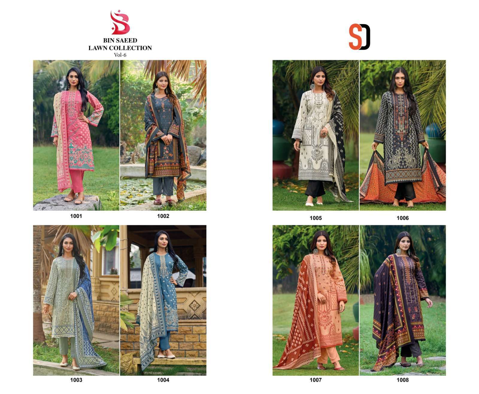 Shraddha Bin Saeed Lawn Vol 6 Pakistani Lawn Suits Wholesale in Surat
