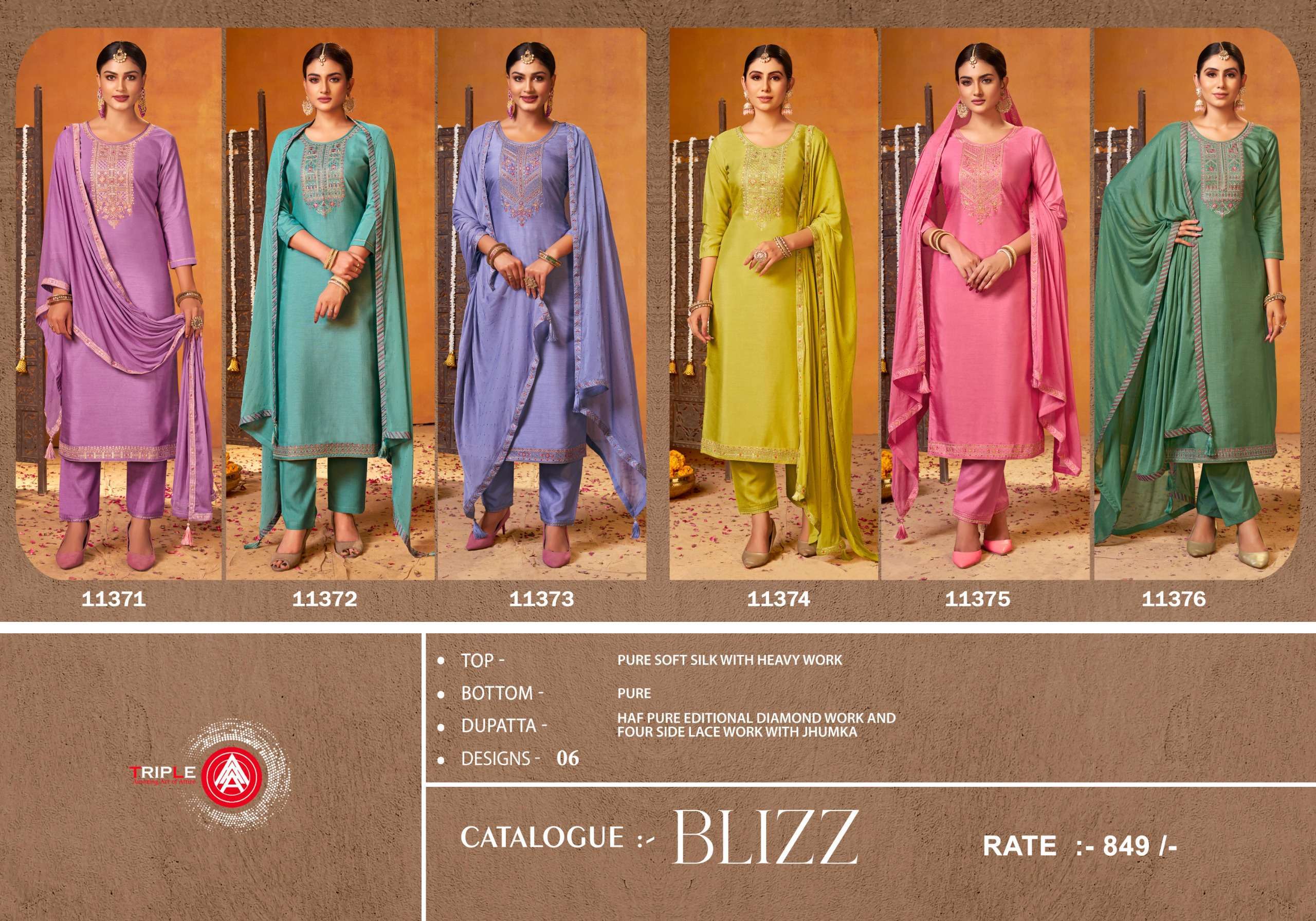 Triple Aaa Blizz Soft Silk Designer Jaipur Wholesale silk dress materials in Jaipur