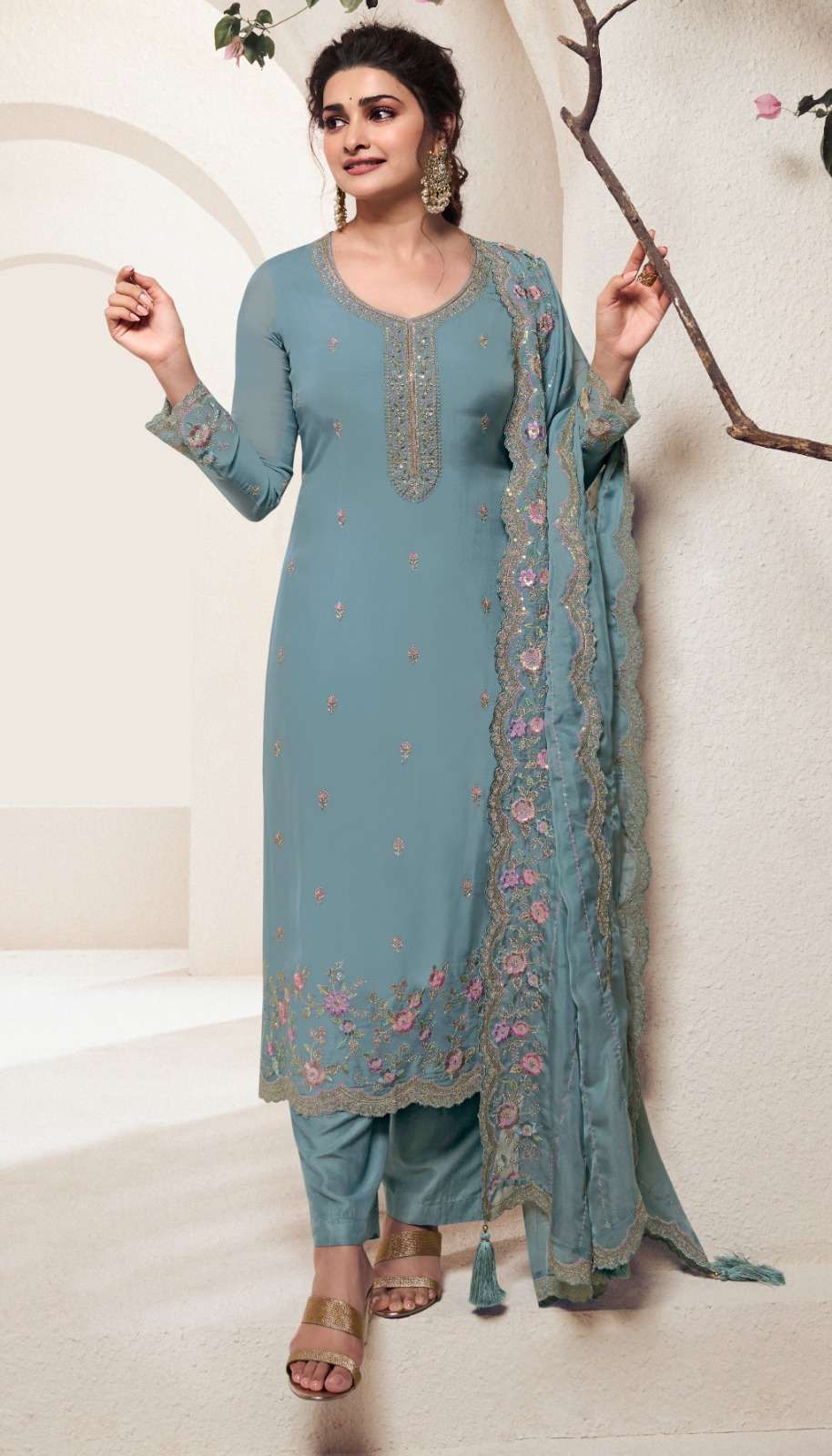 Vinay Kuleesh Kanishka Organza Embroidery Pakistani Salwar suit wholesalers in Surat