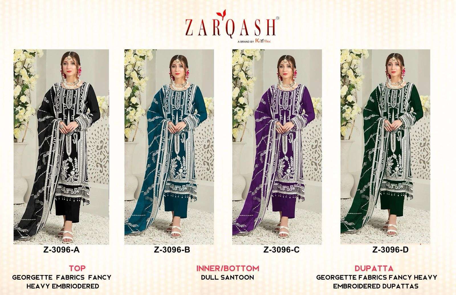 Zarqash Z 3096 A To D Pakistani suits with price in Ahmedabad