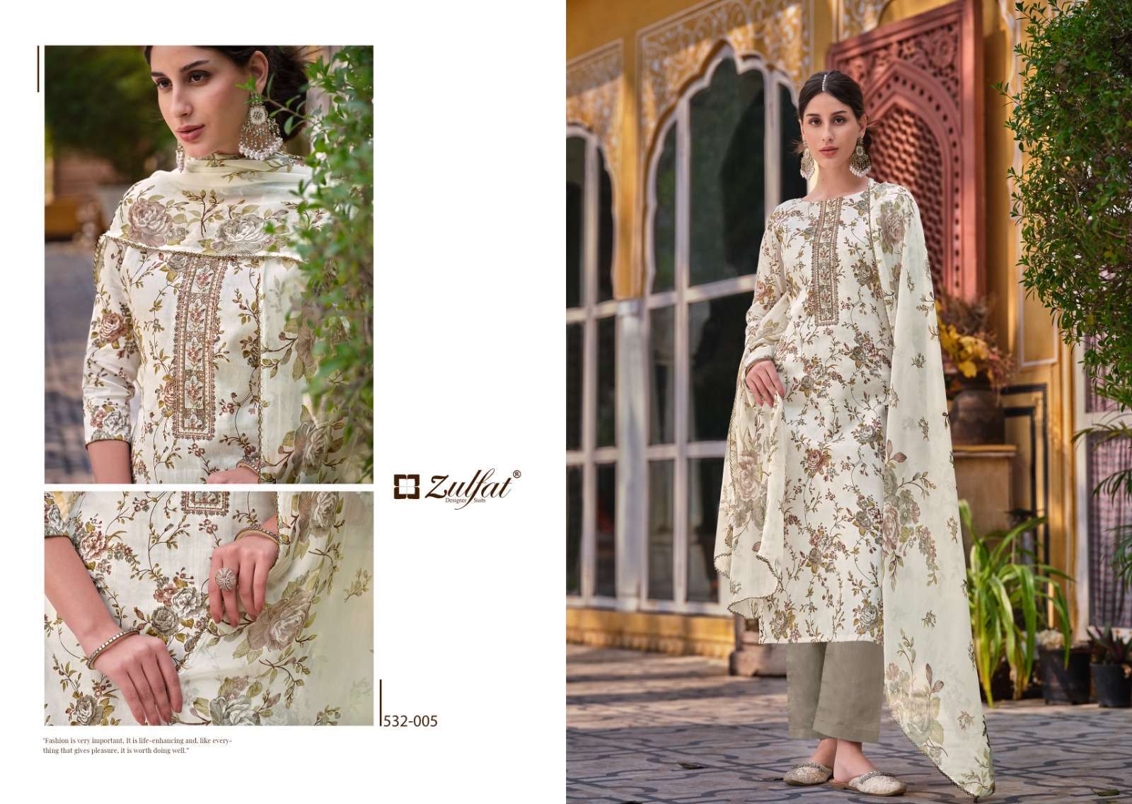 Zulfat Qainaat Jam Cotton Designer Wholesale dress material for boutique