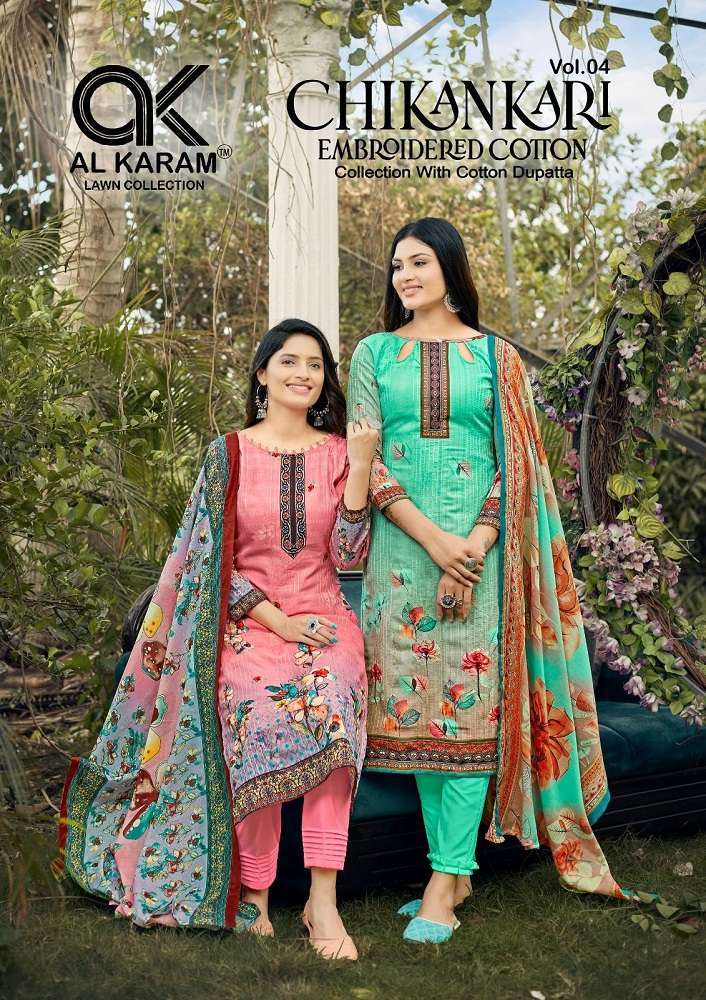 Al Karam Chikankari Embroidery Vol 4  Traditional dress materials wholesale in Mumbai