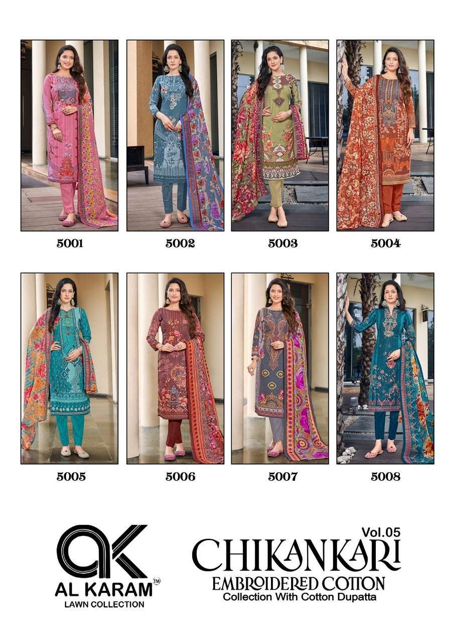 Alkaram Vol-5 Chikankari Embrodiery Cotton wholesale salwar kameez dress material