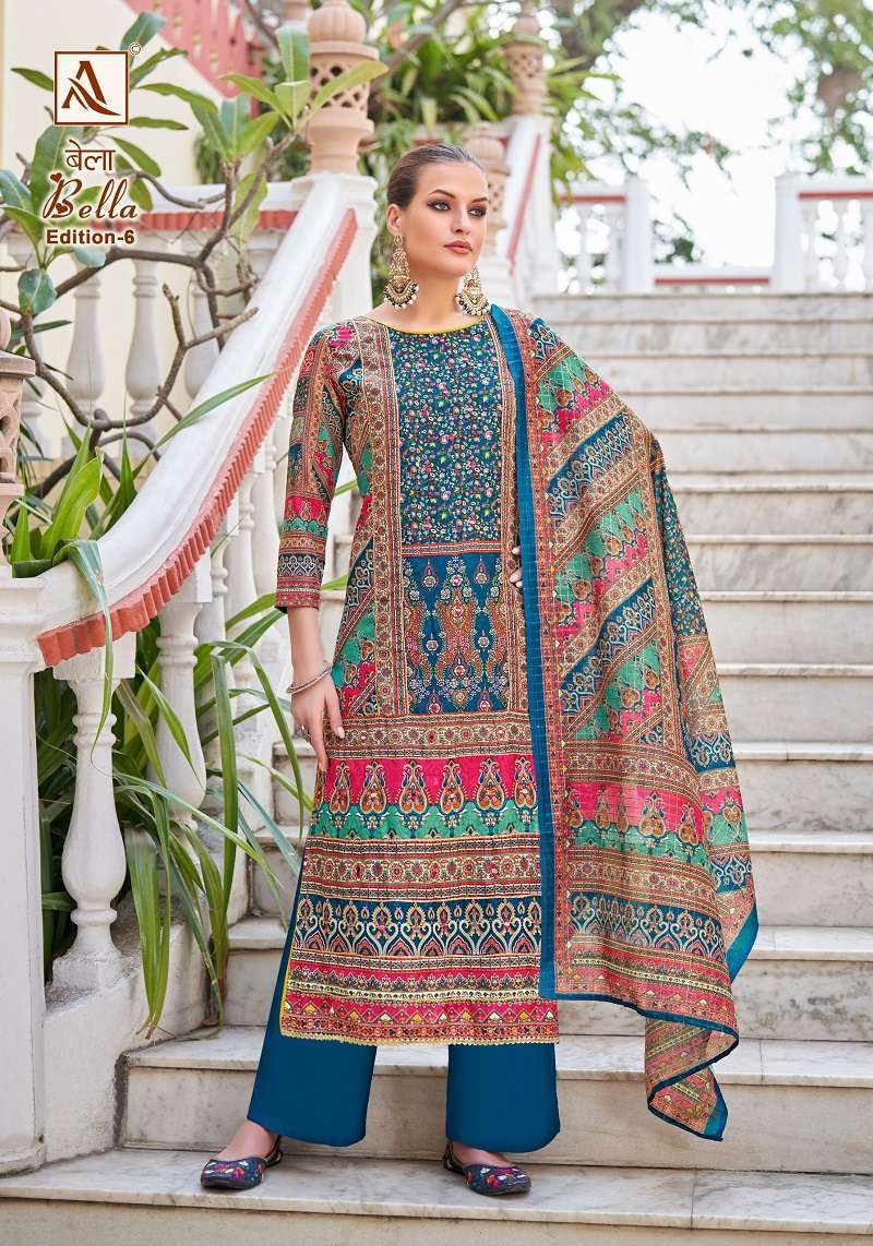 Alok Bella Edition 6 Maslin Designer  Unstitched dress materials