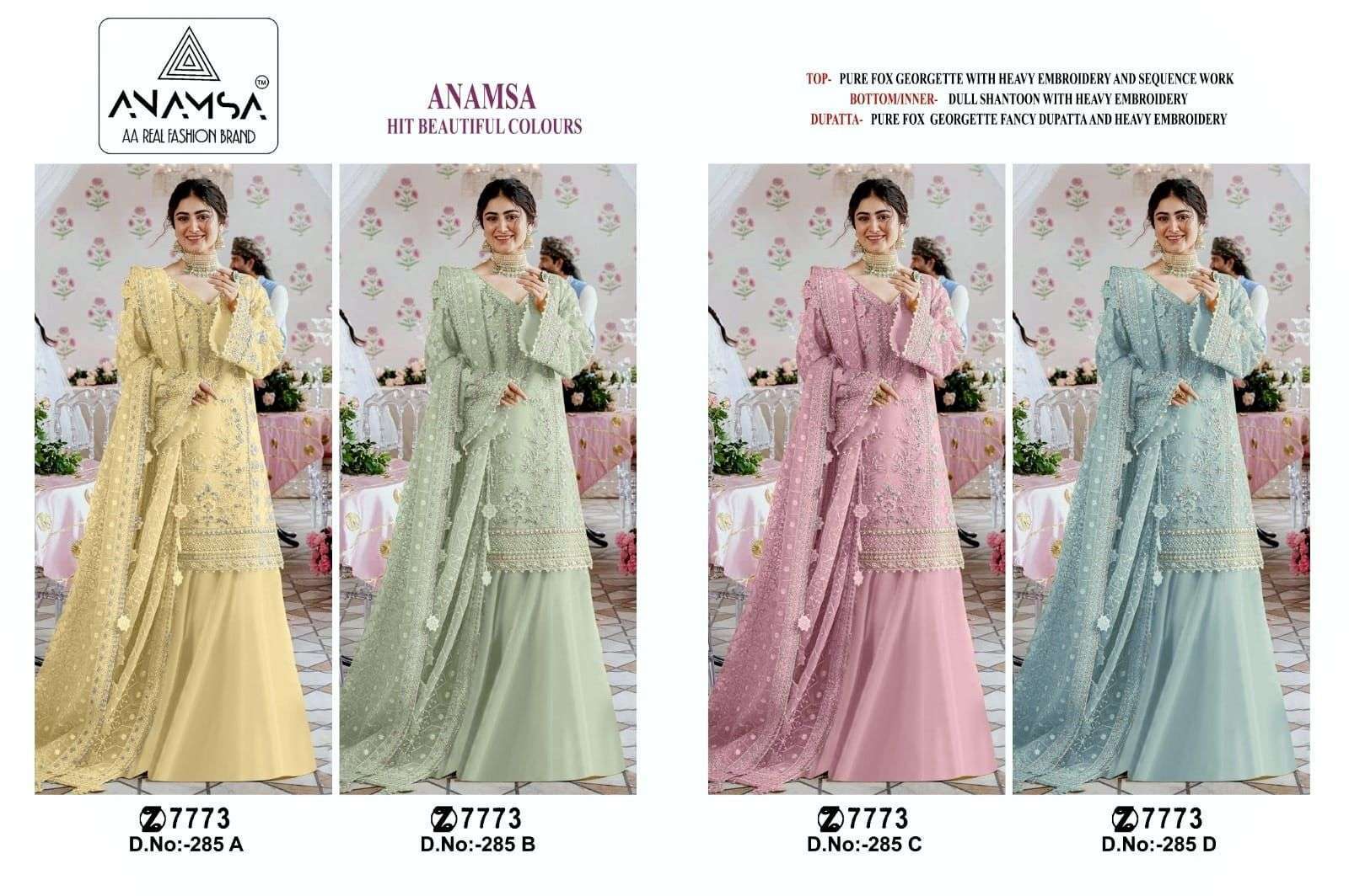 Anamsa 285 A To D Hit Design Bollywood style salwar kameez in surat