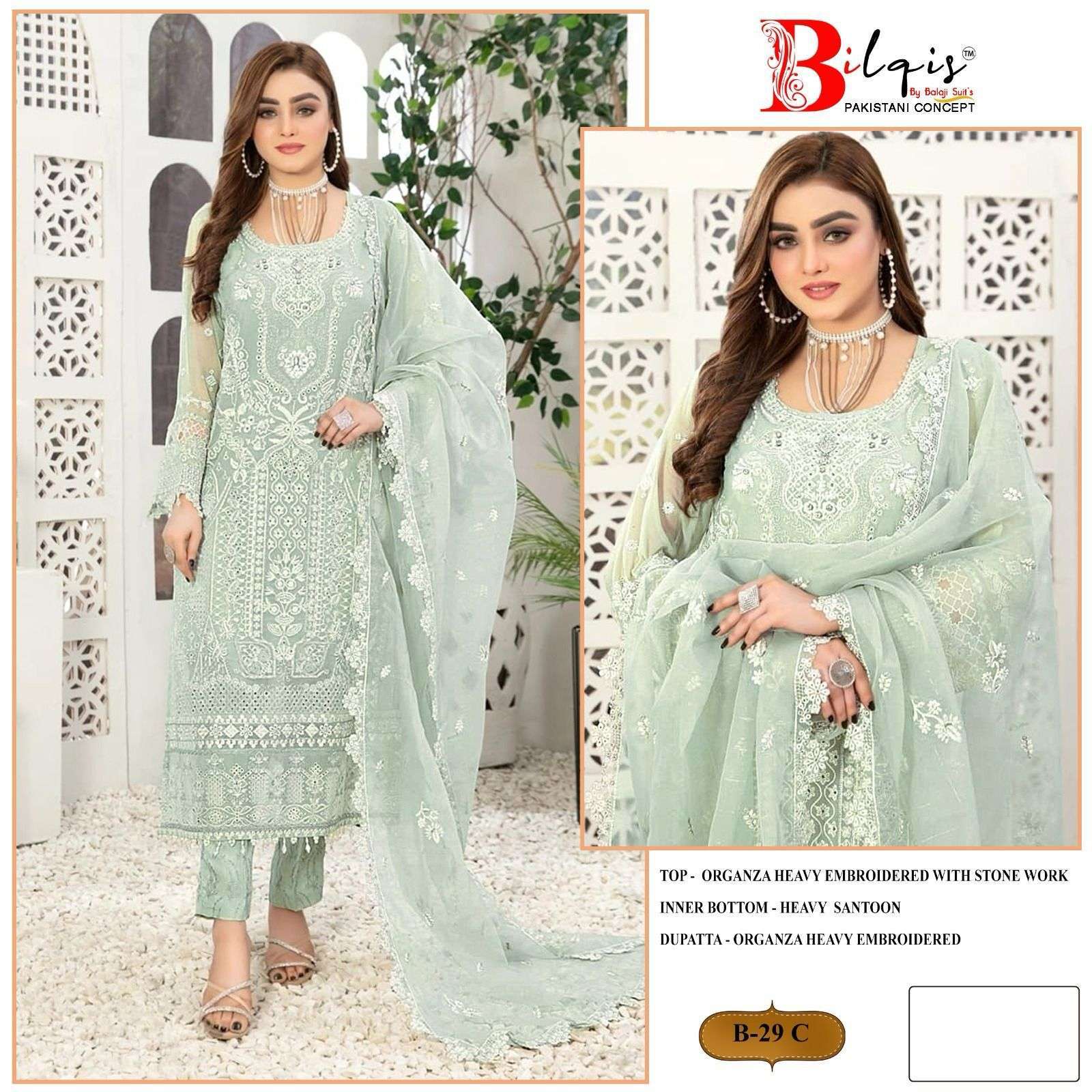 Bilqis B 29 A To D Organza Surat wholesale salwar suits