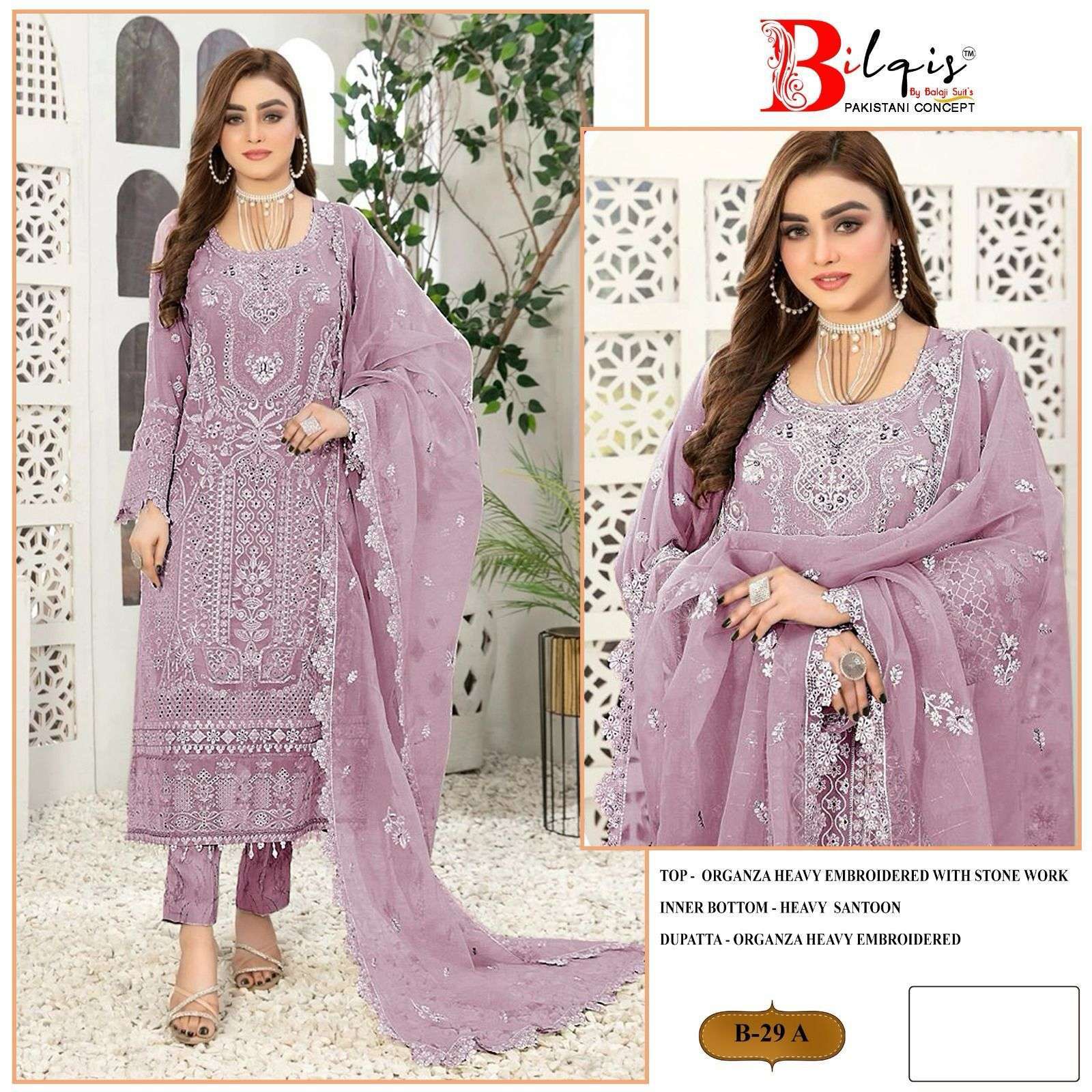 Bilqis B 29 A To D Organza Surat wholesale salwar suits