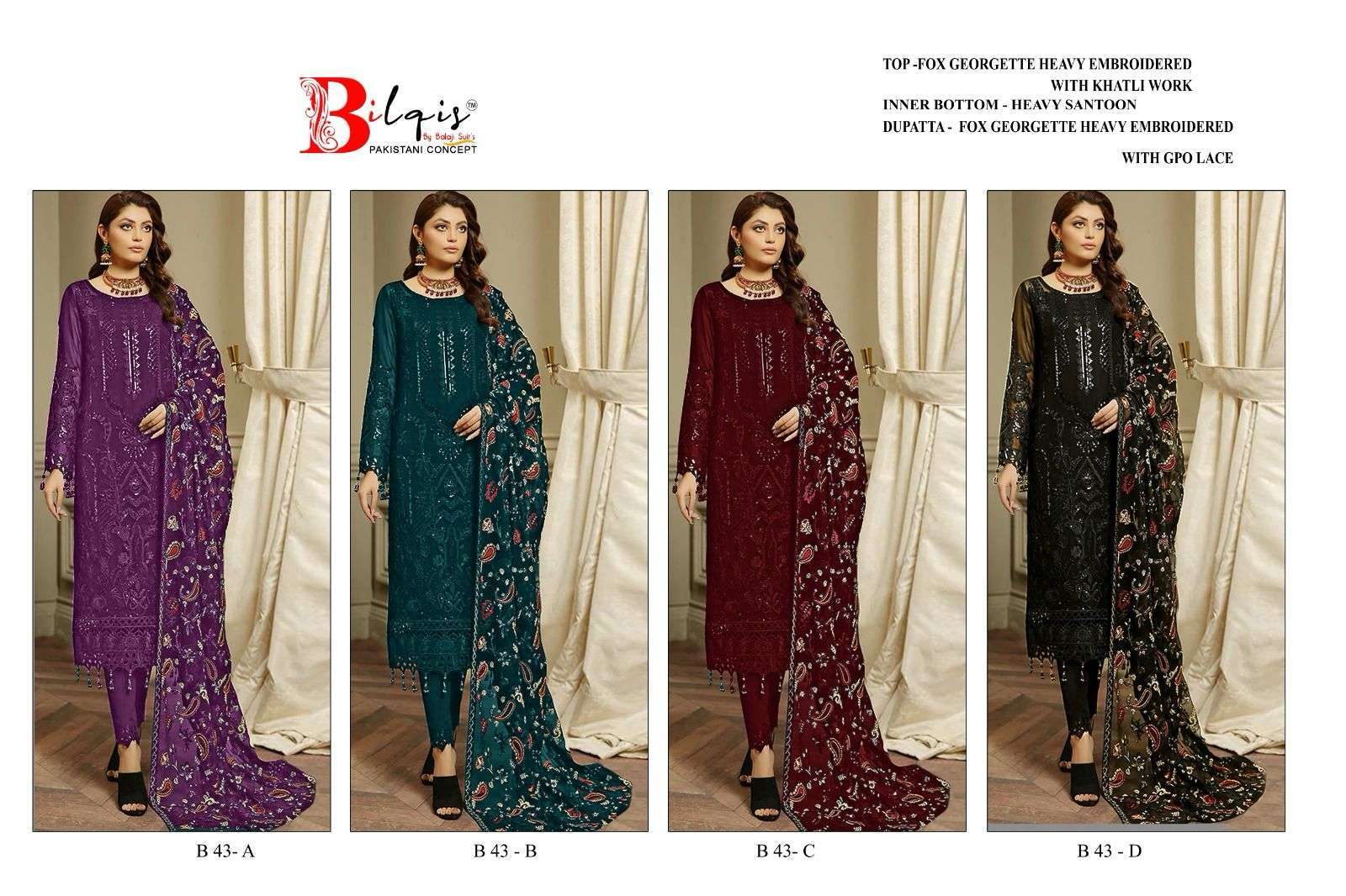 Bilqis B 43 A To D Georgette Pakistani fashion trends