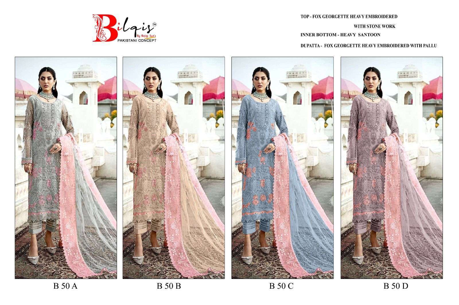Bilqis B 50 A To D Georgette Latest salwar kameez designs in bulk