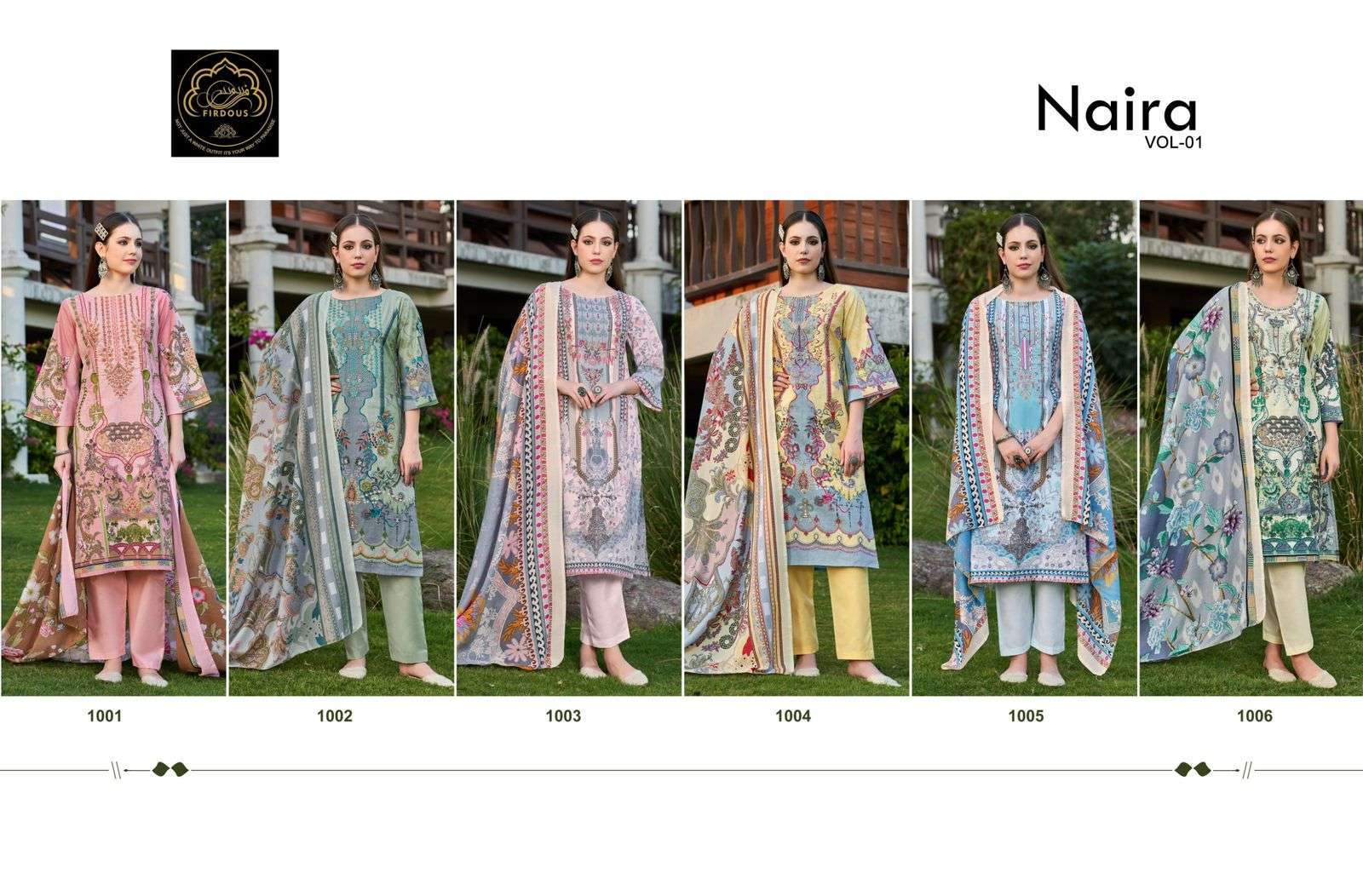 Firdous Naira Vol 1 Chiffon Dupatta Cotton dress materials wholesale in Mumbai