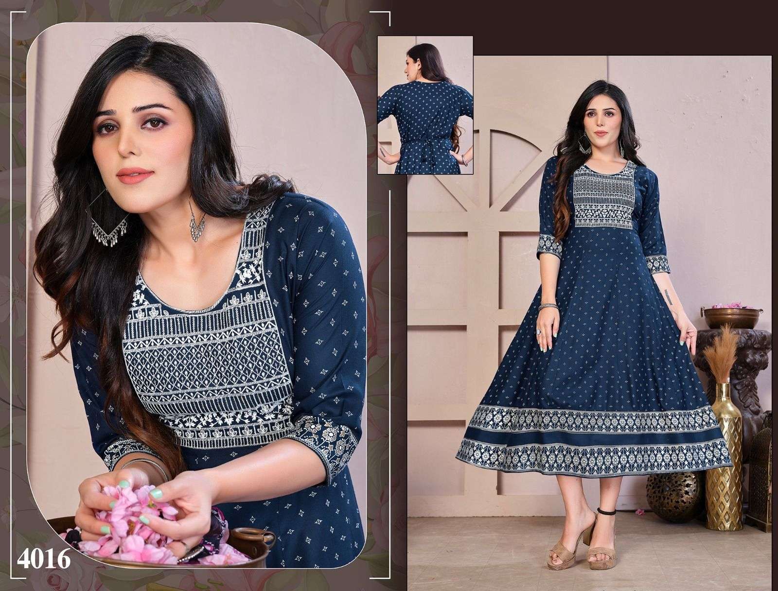 Golden Flowers Kurti manufacturer wholesale
